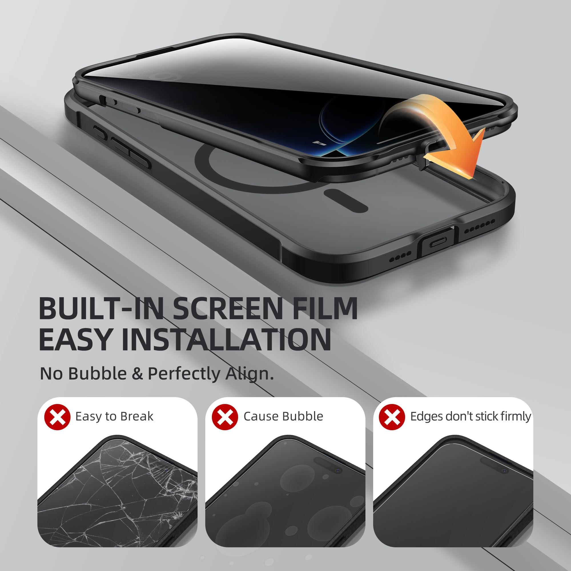 BERFY Magnetic for iPhone 16 Pro Max Case, Compatible with MagSafe, Built-in Privacy Screen Protector and Upgraded Camera Protection,Anti-Spy Full Body Shockproof Phone Case for 16 Pro Max 6.9", Black - Image 6
