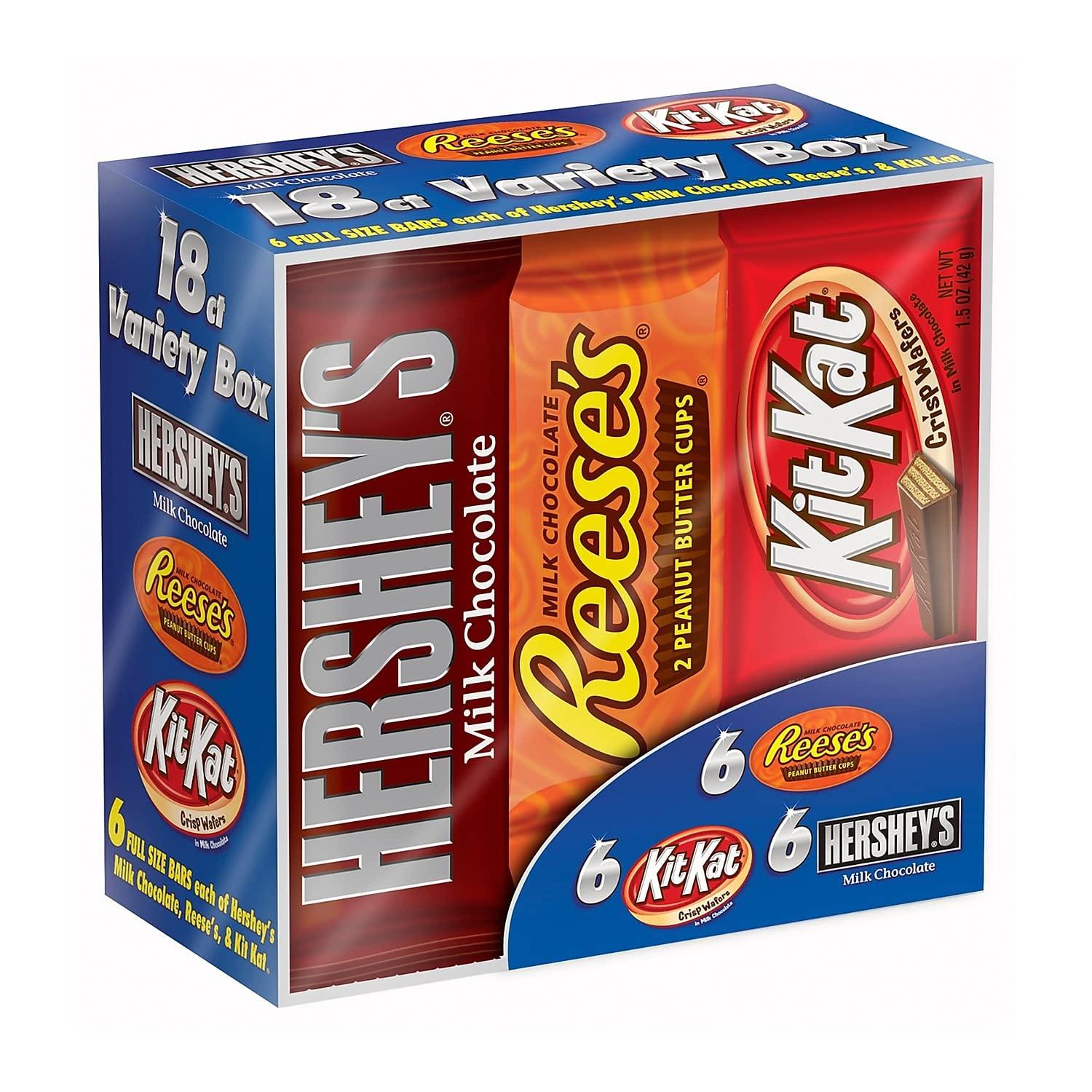HERSHEY'S, KIT KAT and REESE'S Assorted Milk Chocolate Candy Variety Box, 27.3 oz (18 Count) - Image 4