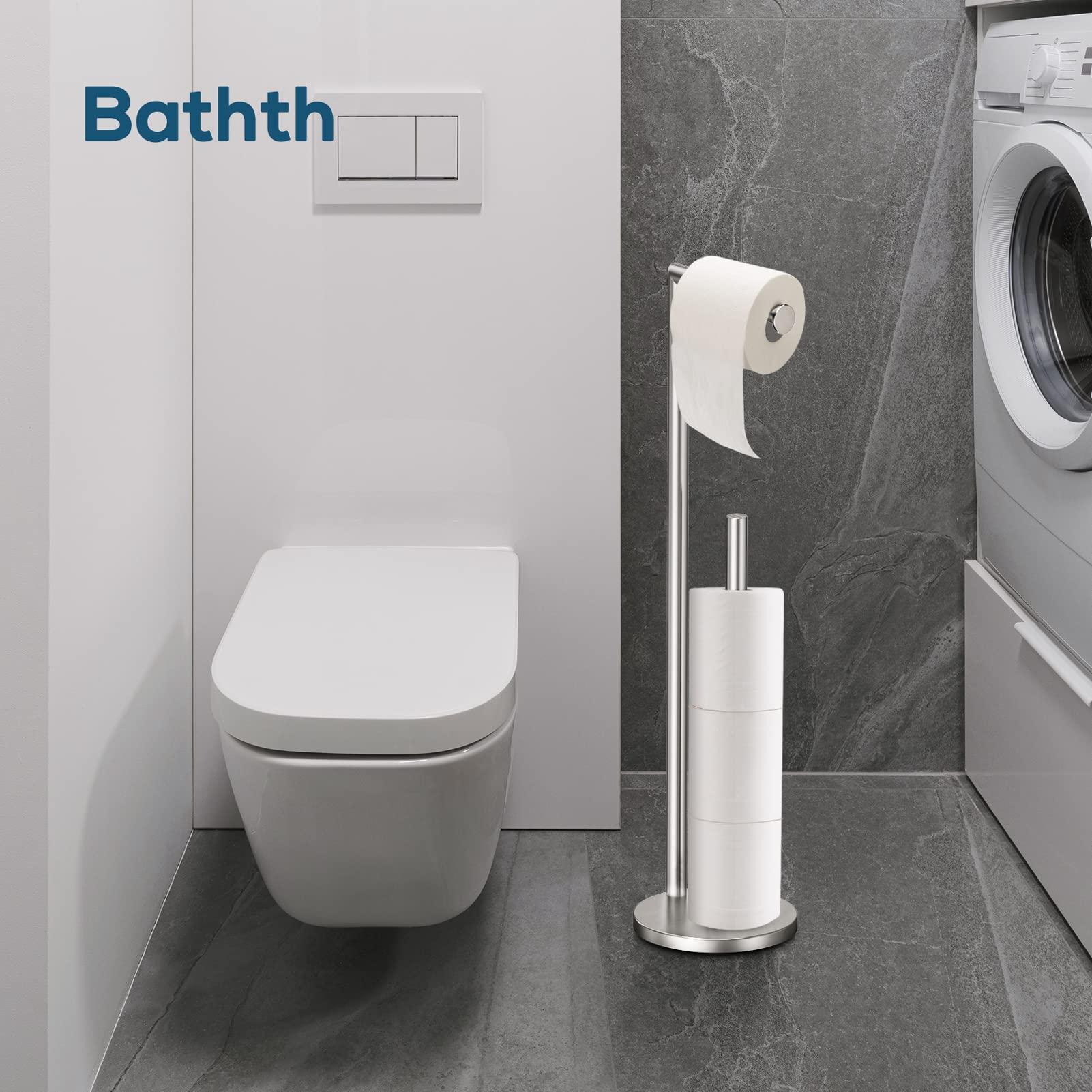 Toilet Paper Holder Stand, Toilet Paper Stand Brushed Nickel, Free Standing Toilet Paper Holder, Toilet Paper Storage by Bathth - Image 6