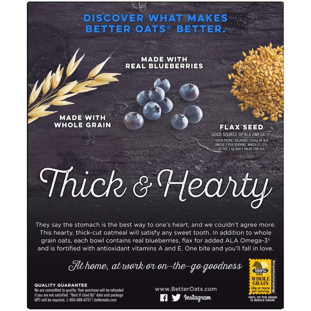 Post Better Oats Thick & Hearty Whole Grain Instant Oatmeal with Flax Seeds, Blueberry Muffin flavor, 15.1 Ounce Box, Pack of 6 - Image 4