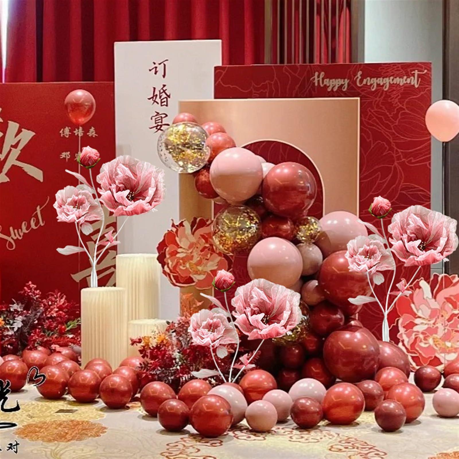 BIEJUJX Artificial Silk Flower Decoration, Large Fake Flower with Standing Stems and Base,Giant Flowers 5.5Ft for Wedding Background Decor, Shop Window Display,Photography Props, Banquet (RED) - Image 2