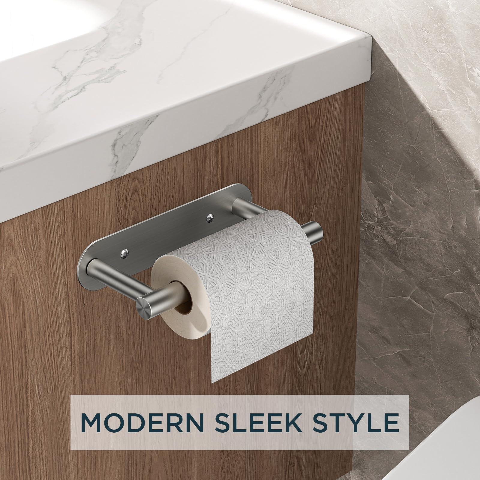 FORIOUS Toilet Paper Holder, Adhesive or Screw Wall Mount Pivoting Tissue Roll Holder for Bathroom, Stainless Steel Rustproof Self Adhesive Toilet Paper Roll Holder no Drilling, Brushed Nickel - Image 4
