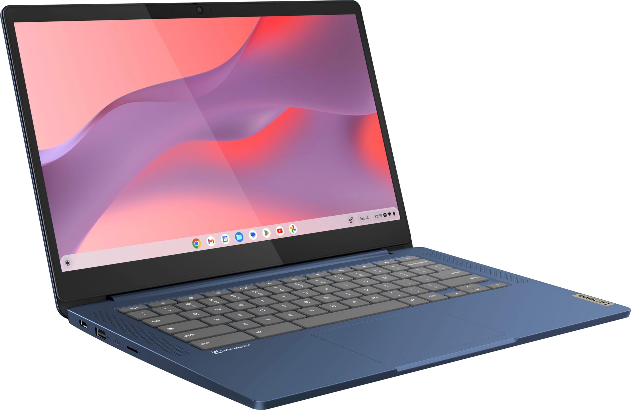 Lenovo Chromebook 14 Touchscreen Laptop (14" FHD Touch Display, 8-Core MediaTek Kompanio 520, 4GB RAM, 128GB Storage (64GB eMMC+64GB SD)), Webcam, 13-Hrs Long-Battery Life, Chrome OS, Abyss Blue - Image 2
