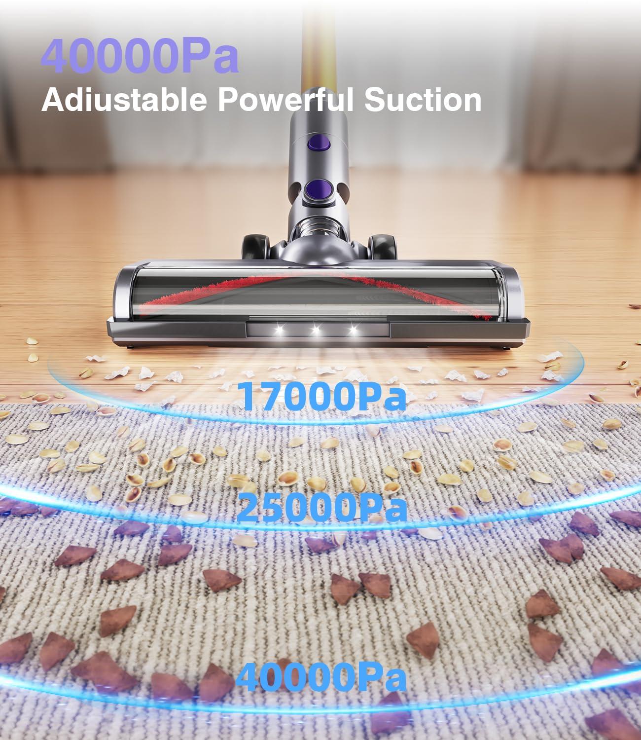 MBYULO Cordless Vacuum Cleaner, 450W 40Kpa Powerful Stick Vacuum, Up to 50Mins Rechargeable Battery, Vacuum Cleaners for Home Anti-Tangled Lightweight Handheld for Hardwood Floor, Carpets, Pet Hair - Image 5