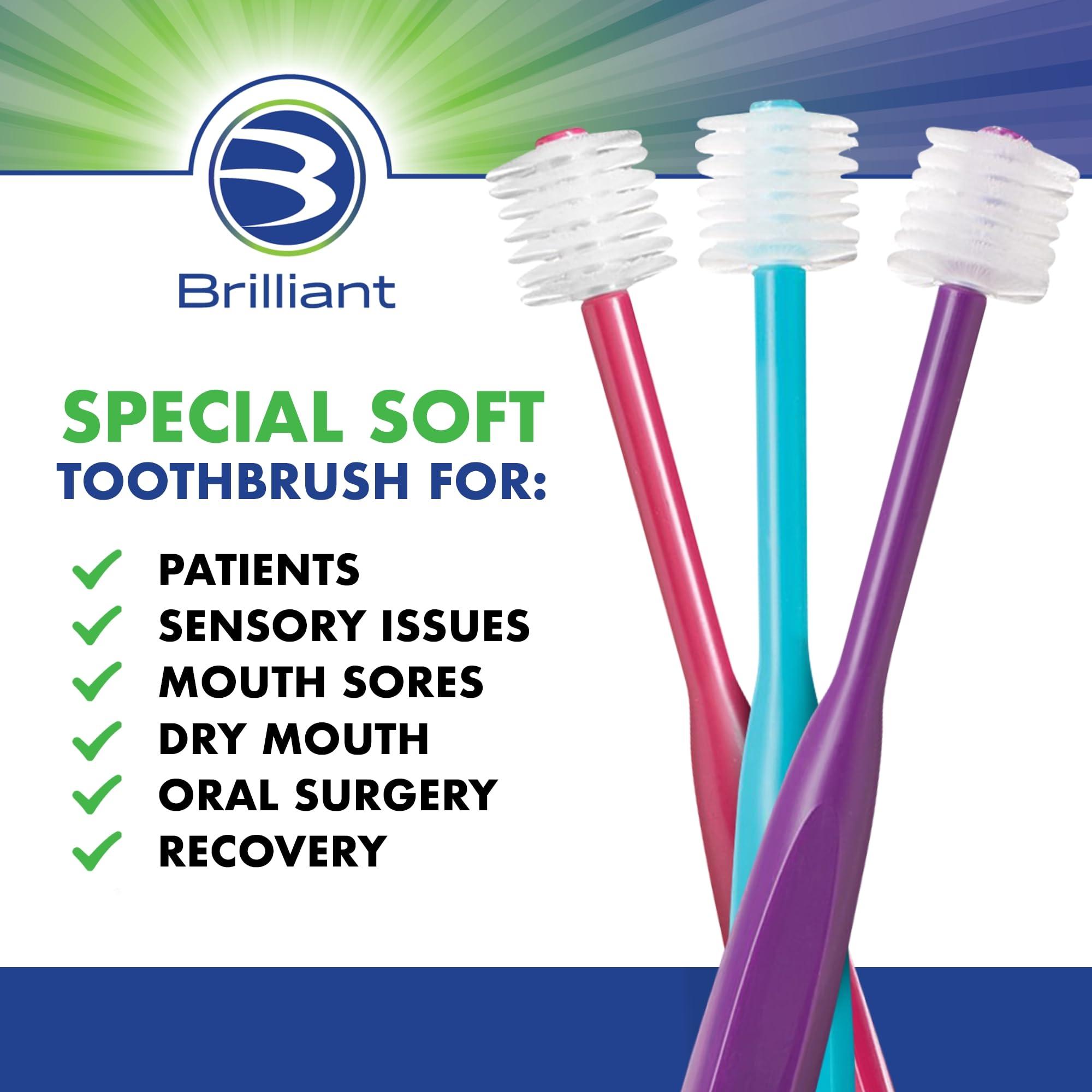 Brilliant Specialty Adult Round Toothbrush for Sensitive Mouths to Support Chemo and Other Sensory Oral Care Needs with Ultra Soft Bristles, Assorted Colors, 3 Pack - Image 4