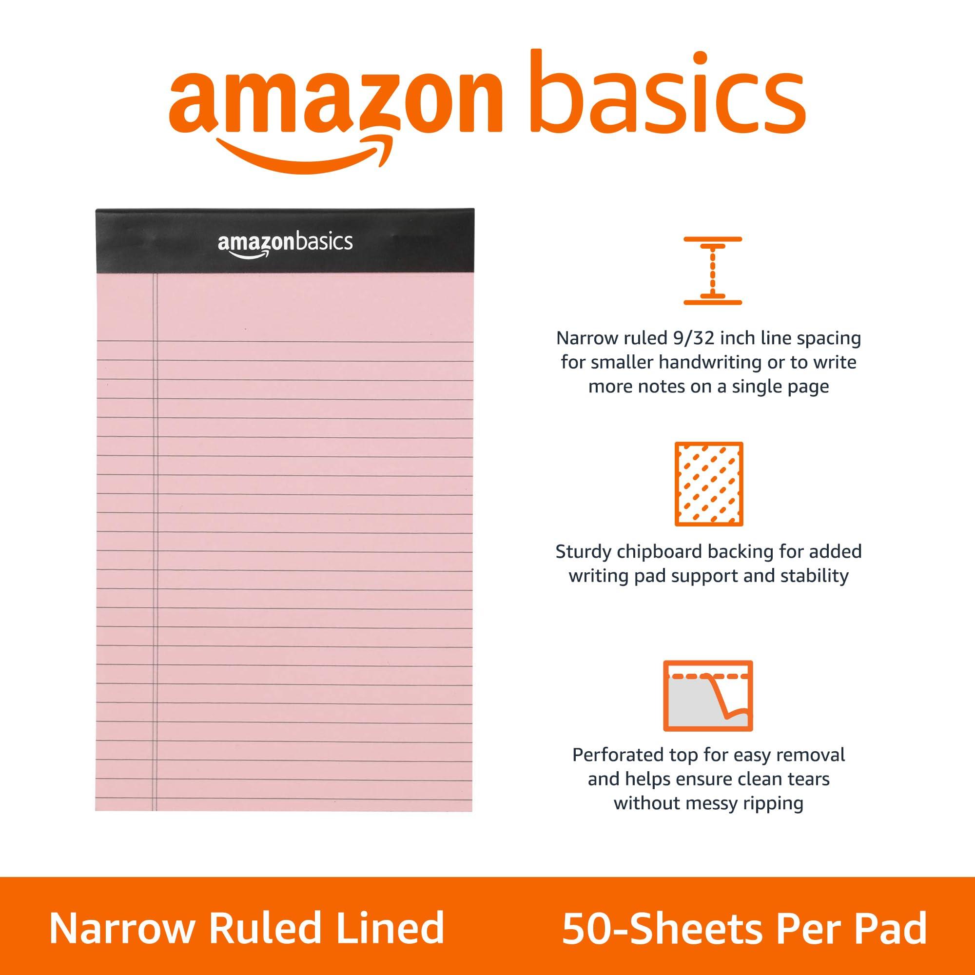 Amazon Basics Narrow Ruled 5-Inch by 8-Inch Lined Writing Note Pads, 6 Count (50 Sheet Pads), Multicolor - Image 3