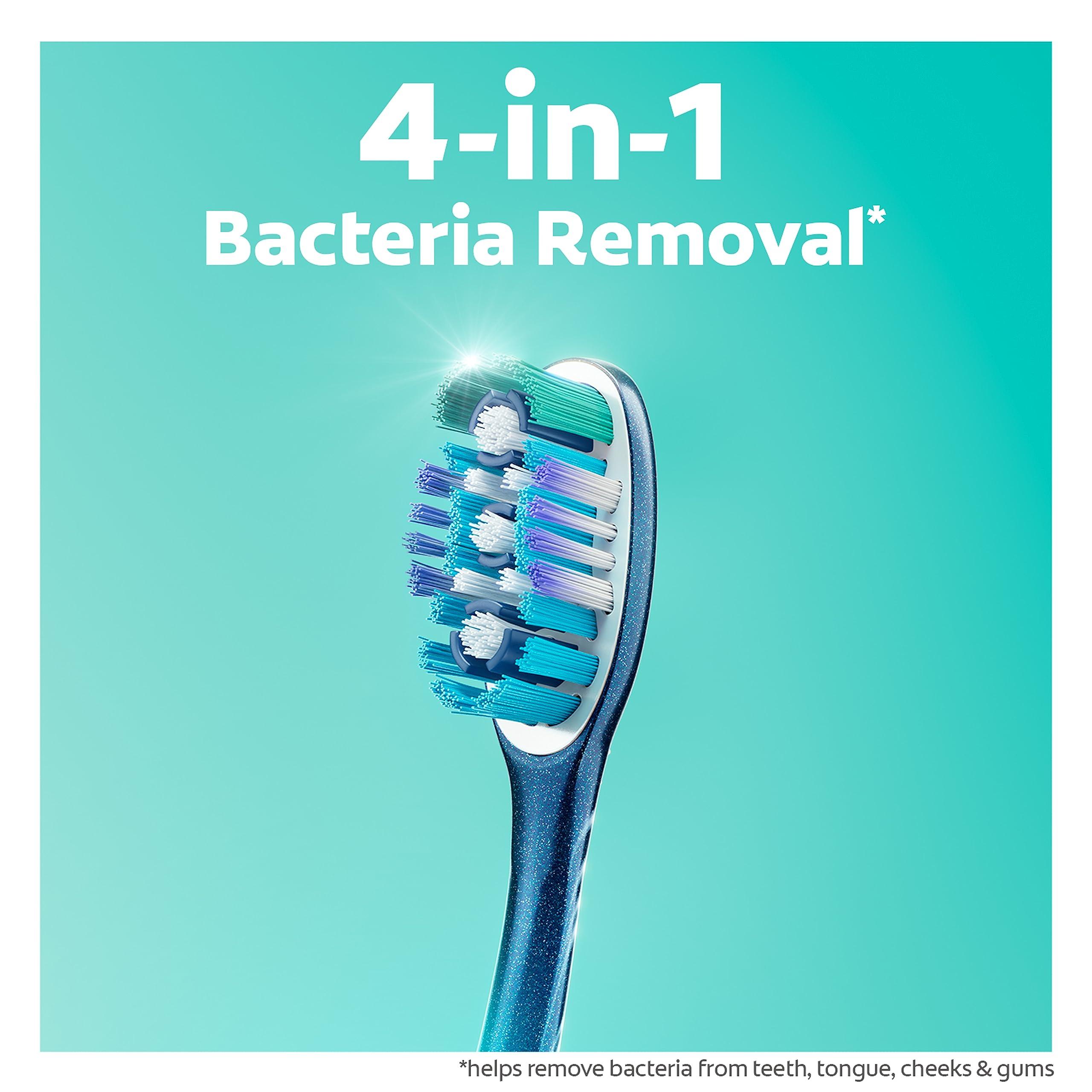 Colgate 360 Whole Mouth Toothbrush, Adult Soft Toothbrush With Tapered Bristles, Features Tongue Cleaner and Ergonomic Handle, Helps Whiten Teeth and Removes Bacteria, 4 Pack - Image 3