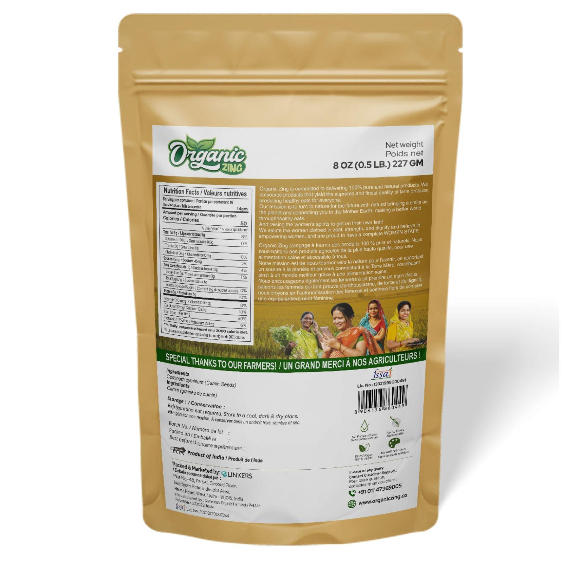 Organic Zing Cumin Seeds | 100% Vegan and Chemical Free | Sabut Jeera | Contains No Additives | Packed and Produced in India - 227 gm(Pack of 1) - Image 2