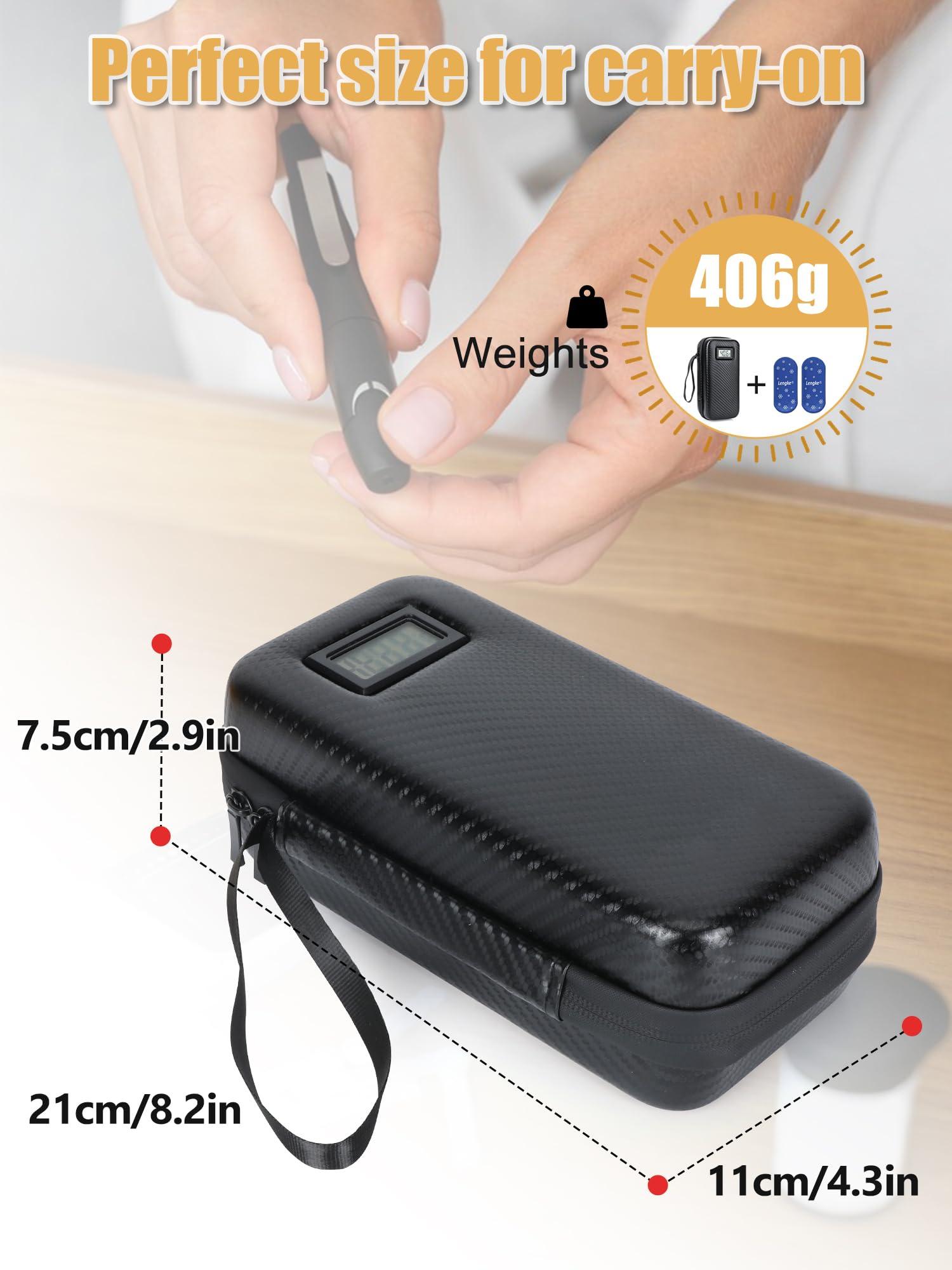 LengKe Insulin Cooler Travel Case TSA Approved, Insulin Travel Case Temperature Display, Portable Insulin Pen Cooler Travel Case for Insulin Ice Pack, Travel Diabetic Supplies (Black) - Image 3