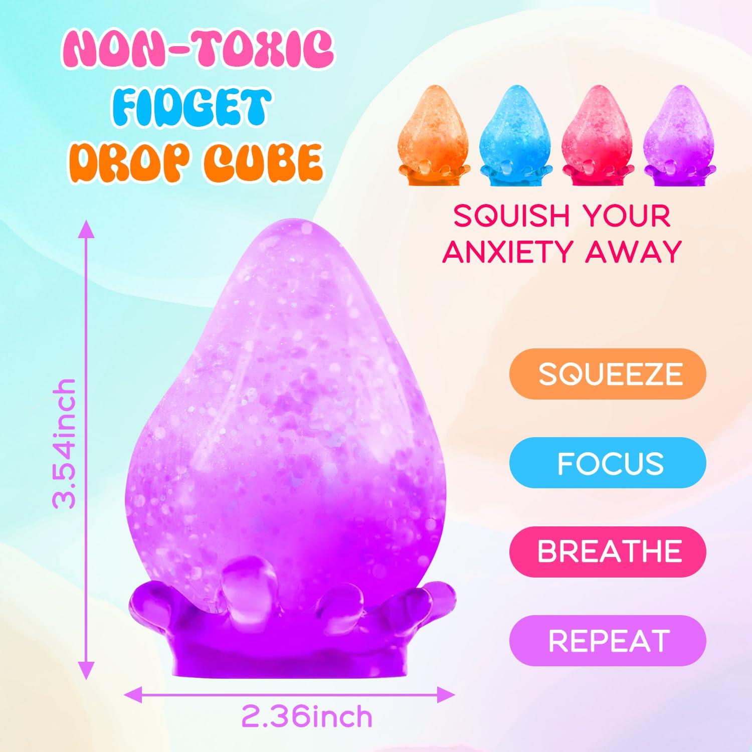 Fidget Toys Dream Squishy Drop 4pcs, Cube Squishies Anxiety Stress Relief, Ice Squishy Stress Cube-Drop Malt Sugar Balls, Sensory Toys for Kids with Autism, Fidgets for Classroom Prize Toys - Image 2