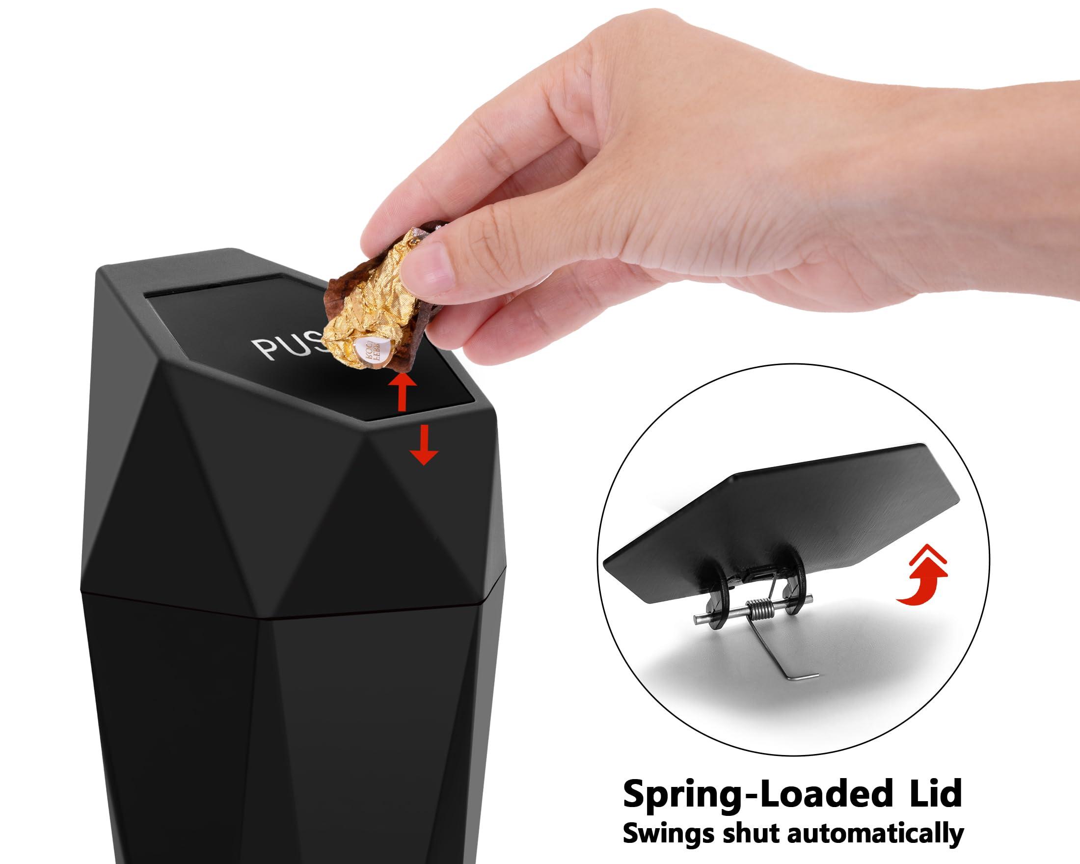 Ginsco Car Trash Can Cup Holder, 2 Pack Mini Trash Can with Lid, Car Accessories for Interior, Leakproof Small Trash Cup for Home with Additional 2 ABS Hooks and 90pcs Trash Bags Black - Image 6