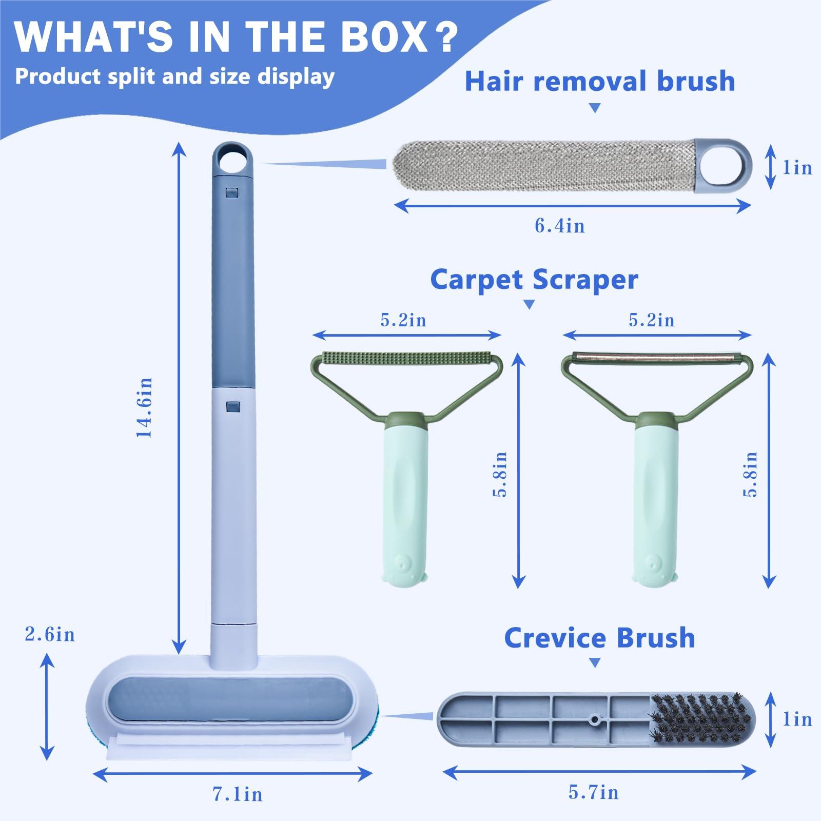 Multifunctional Pet Hair Remover,2 Pcs Carpet Scraper,4 in 1 Dog Hair Remover, Reusable Cat Hair Remover for Dog and Cat,Adjustable Lint Brush for Carpet,Sofa,Bedding,Clothes and Furniture,Blue - Image 3