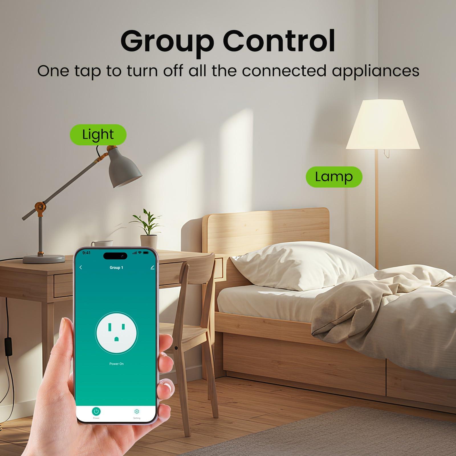GHome Smart Mini Plug Compatible with Alexa and Google Home, WiFi Outlet Socket Remote Control with Timer Function, Only Supports 2.4GHz Network, No Hub Required, ETL FCC Listed (4 Pack), White - Image 5