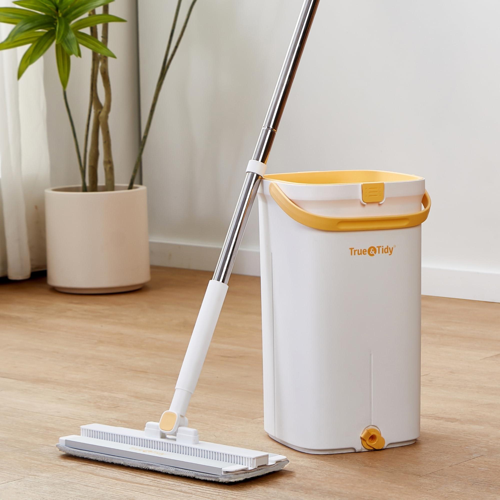 Mop and Bucket Set with Pump System for Home, Hands Free Self Cleaning with 3 Compartments to Separate Clean from Dirty Water, with 2 Machine Washable Microfiber Mop Pads, Patent Pending, in Gift Box - Image 2