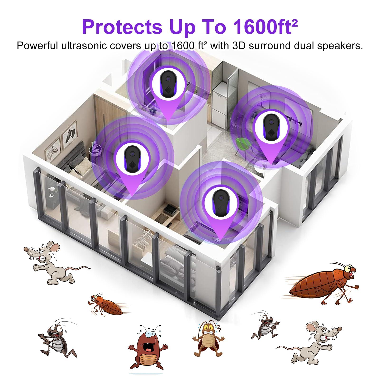 2024 Upgraded Ultrasonic Insect Control 6 Packs, Indoor Ultrasonic for Roach, Mouse, Bugs, Ant, Mosquito, Mice, Spider, Electronic Plug in Pest Control - Image 5