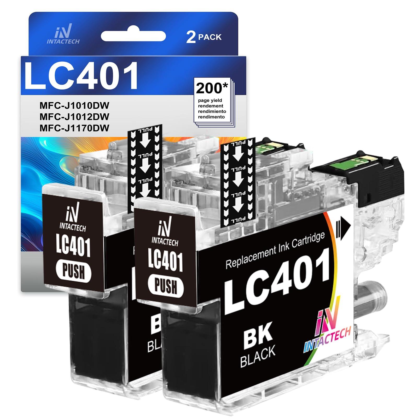 LC401BK Ink Cartridges Replacement for Brother LC-401 LC401 Black Ink Cartridge Use with Brother MFC-J1010DW MFC-J1012DW MFC-J1170DW Printer (2 Black)