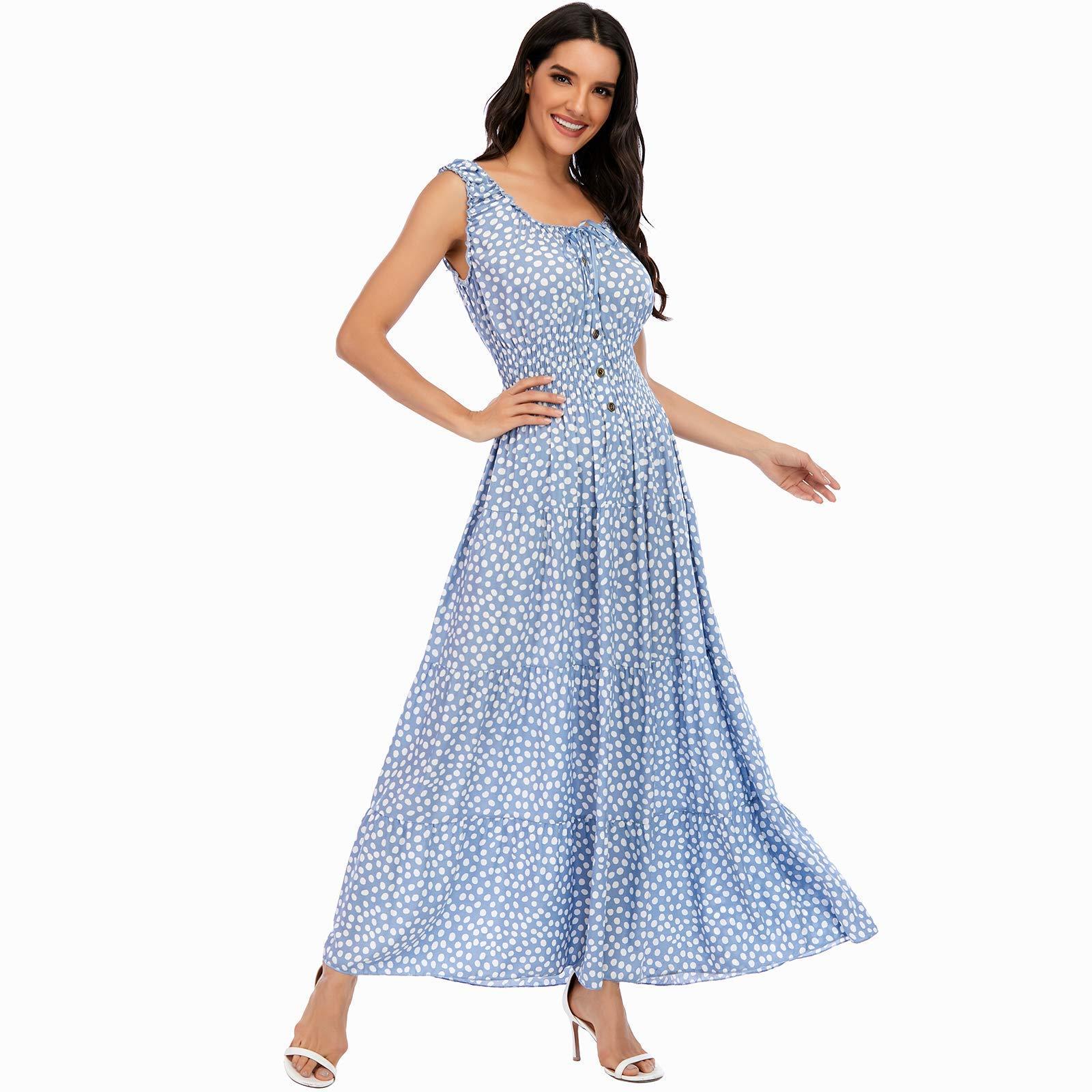 OSTOO Women's 2025 Summer Boho Floral Print Tiered Casual Flowy Long Maxi Dress - Image 6