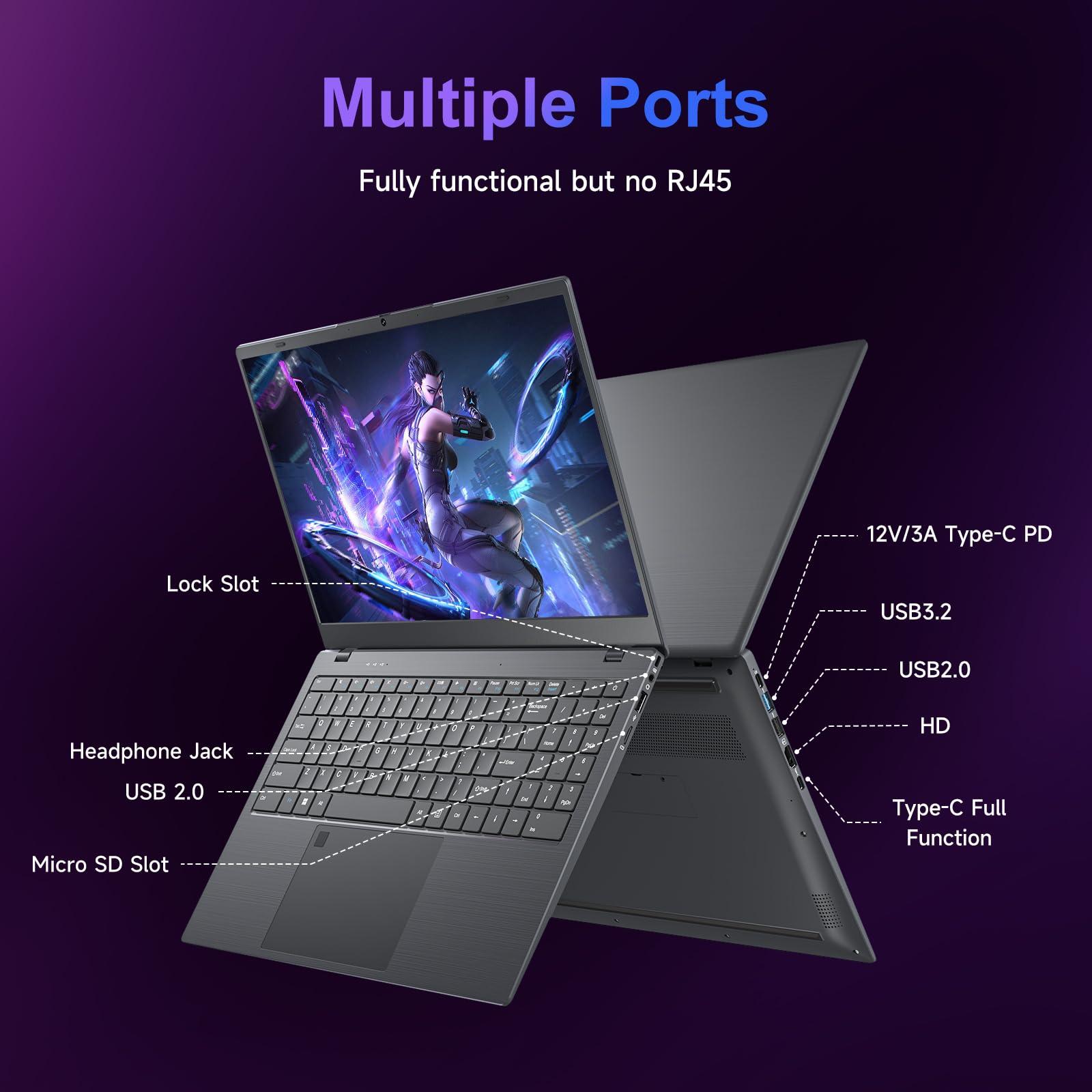 Akocrsiy 15.6 Inch Student Business Laptop Computer, LPDDR5 12GB RAM 512GB ROM, Intel N95 Processor(Up to 3.4GHz), Windows 11 Pro with FHD IPS Display, WiFi 5, Bluetooth 5.2, Type-C, HDMI, USB 3.2 - Image 6