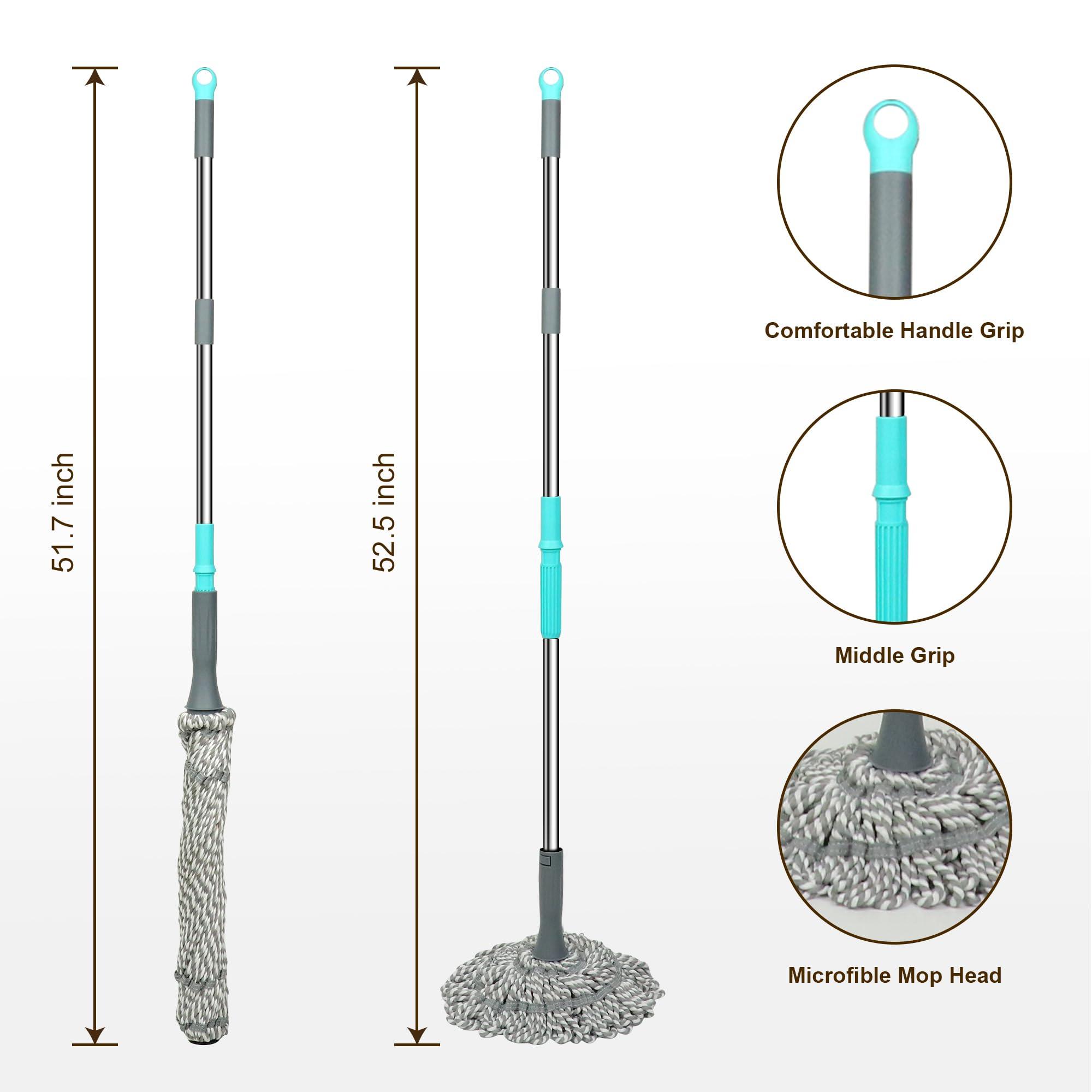 Kickleen Self Wringing Mop - Twist Mop with 52.5 Inch Long Handle, Heavy Duty for Hardwood, Tile, Vinyl & Laminate Floors - Image 2