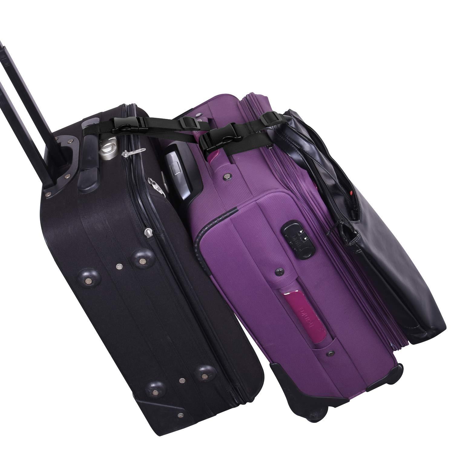 Wisdompro 2 Pcs Add a Bag Luggage Strap, Heavy Duty Adjustable Suitcase Belt Travel Attachment Travel Accessories for Connecting Your Luggage Together - Black - Image 6
