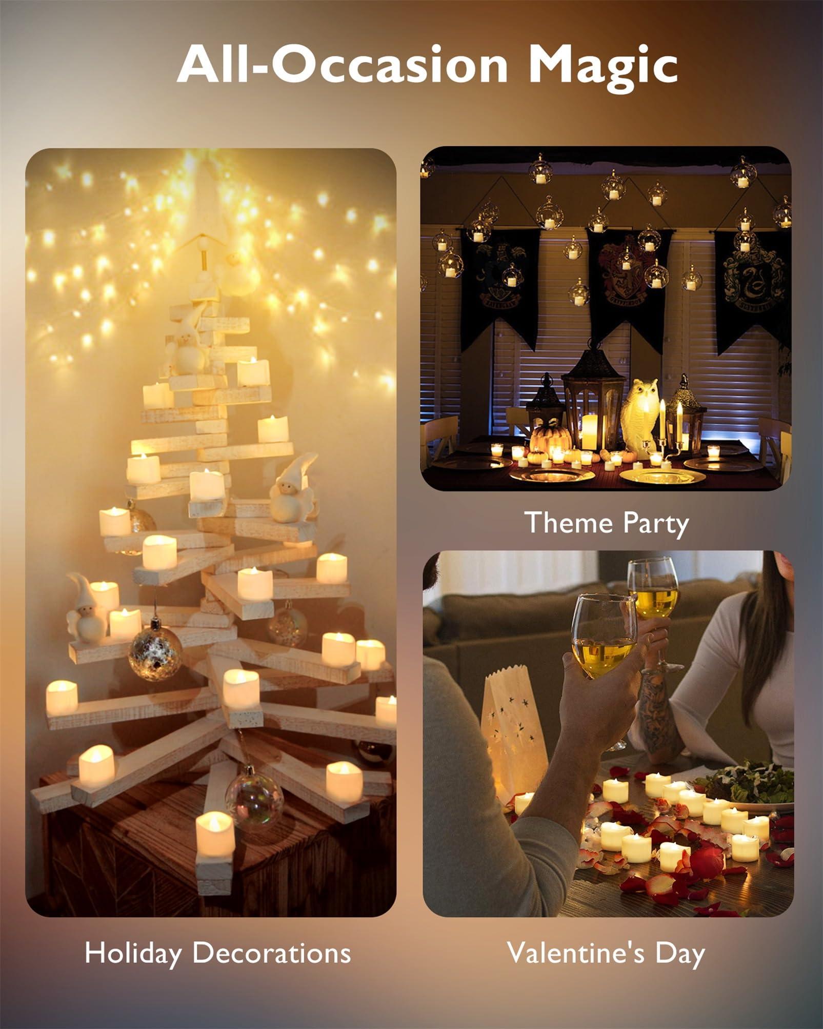 Homemory 12Pcs Flickering Flameless Candle Battery Operated, 200+Hours Fake Electric LED Tea Lights for Votive, Centerpiece Table Decorations, Wedding, Aniversary, Halloween, Christmas - Image 5