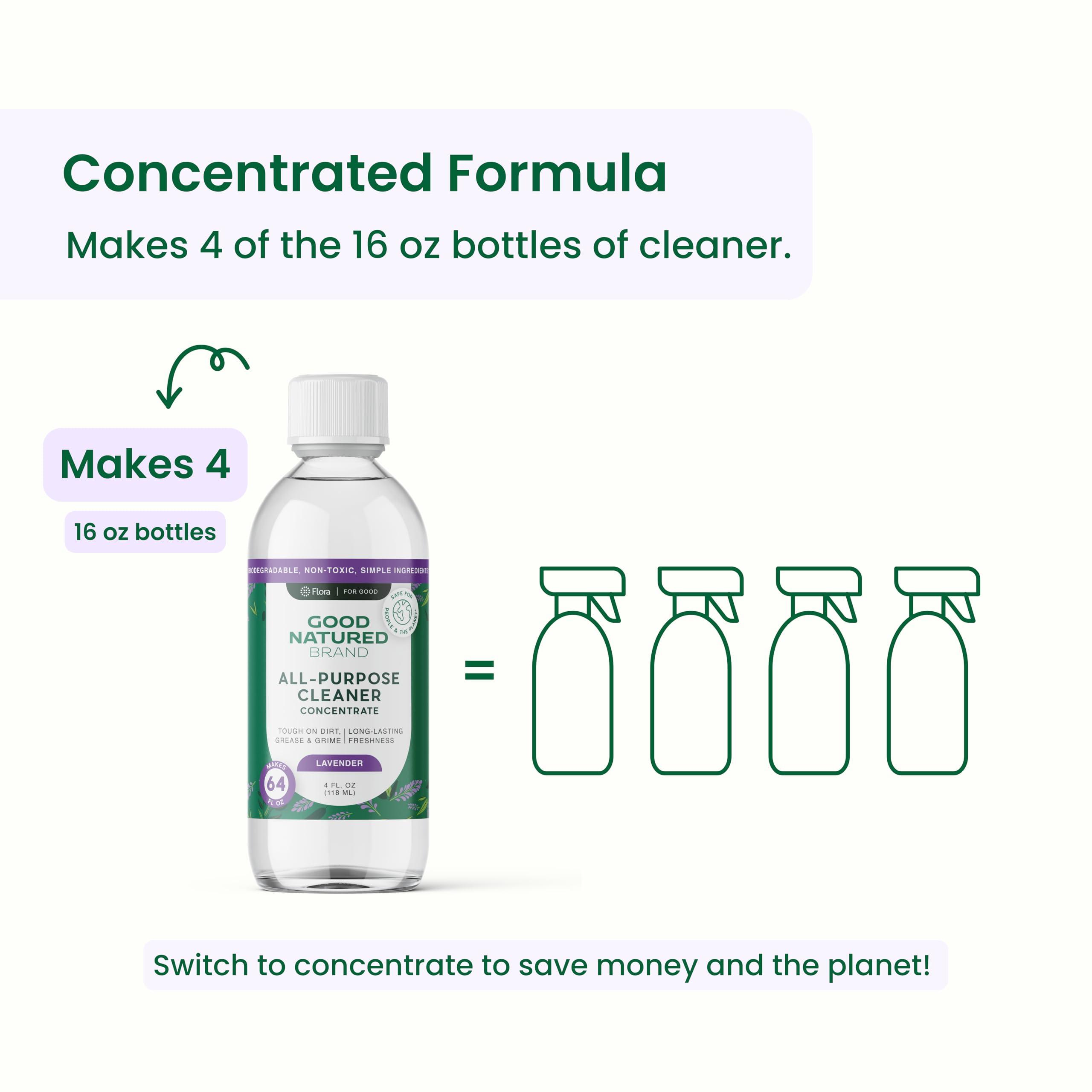 Good Natured Brand All-Purpose Cleaner Concentrate + 16 oz Bottle | Multi-Surface Cleaner | Natural Lavender Essential Oil | Multipurpose Cleaner | 4oz makes 64oz - Image 5