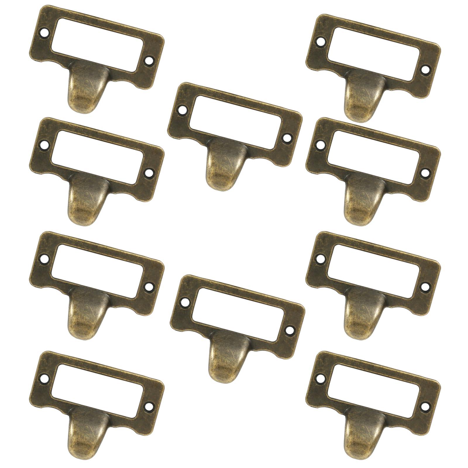 Bivethoi 10 Pcs Vintage Label Tag Holder Pull Handle Bronze File Cabinet Pulls Card Catalog Drawer Pulls for Office Furniture Cupboard Shelf Toolcase - Image 5