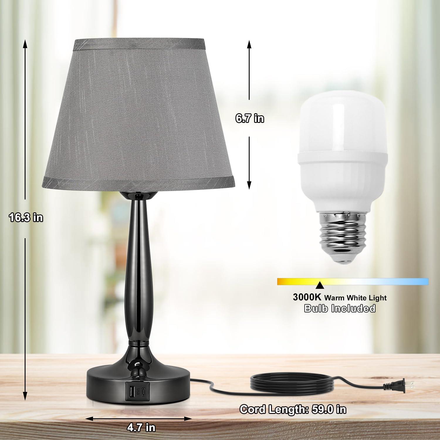 Kakanuo Touch Table Lamp for Bedroom, Small Bedside Lamp with USB C Charging Port, 3 Way Dimmable Touch Control Nightstand Lamp for Living Room and Office, LED Bulb Included - Image 6
