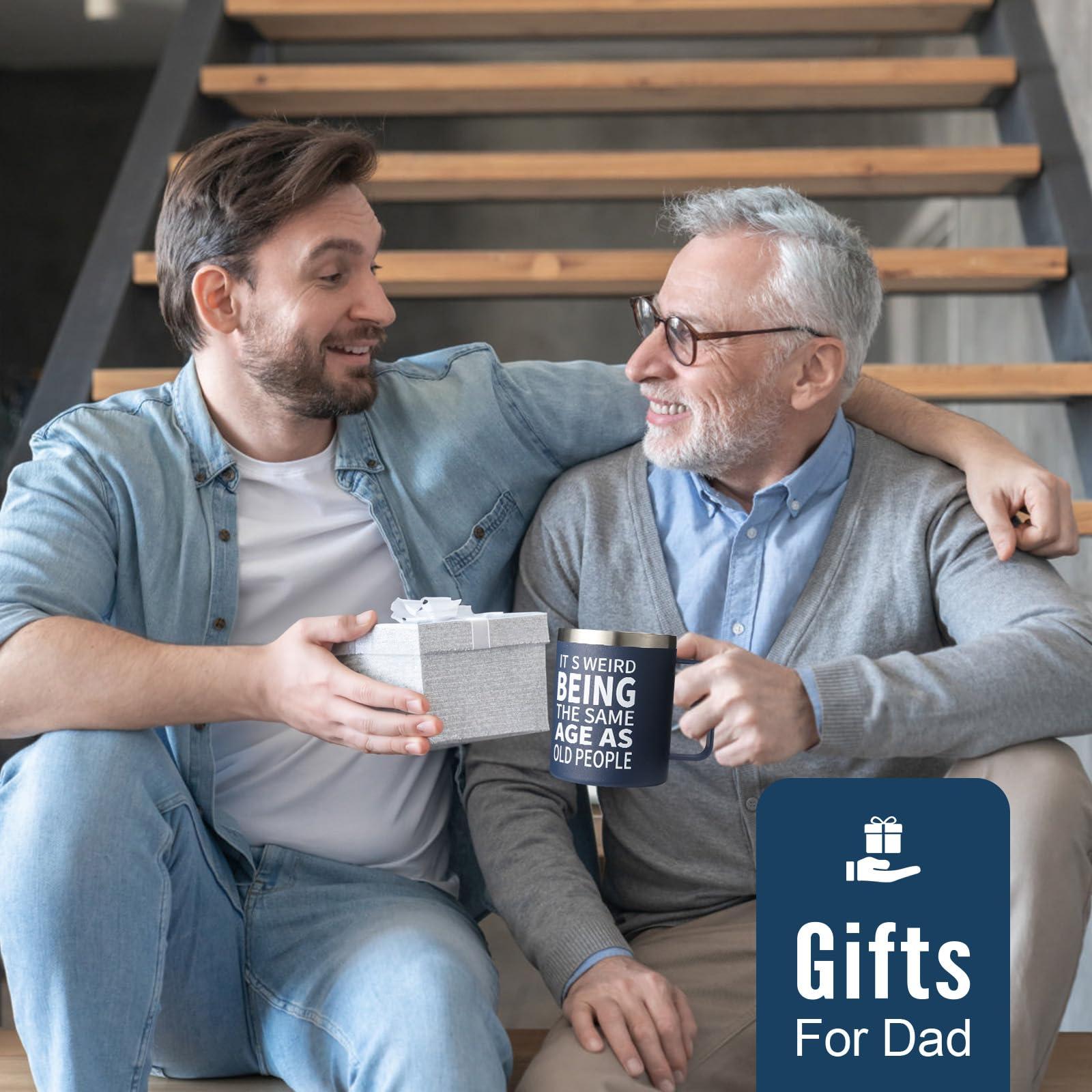 NOWWISH Fathers Day Funny Gifts for Dad - Weird Being the Same Age as Old People Mug - Birthday Gifts fo Men, Old People, Him, Husband, Grandpa (14oz, Navy Blue) - Image 4