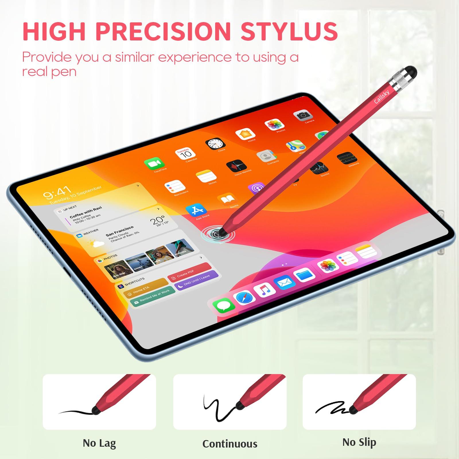 Stylus Pens for Touchscreen, 2 Size Rubber Tips Stylus Pen with Metal Hexagonal Barrel, Compatible for iPad iPhone Chromebook and Android Tablets, Suit for All Touch Screen Devices 5 Pcs 10 Tips - Image 3