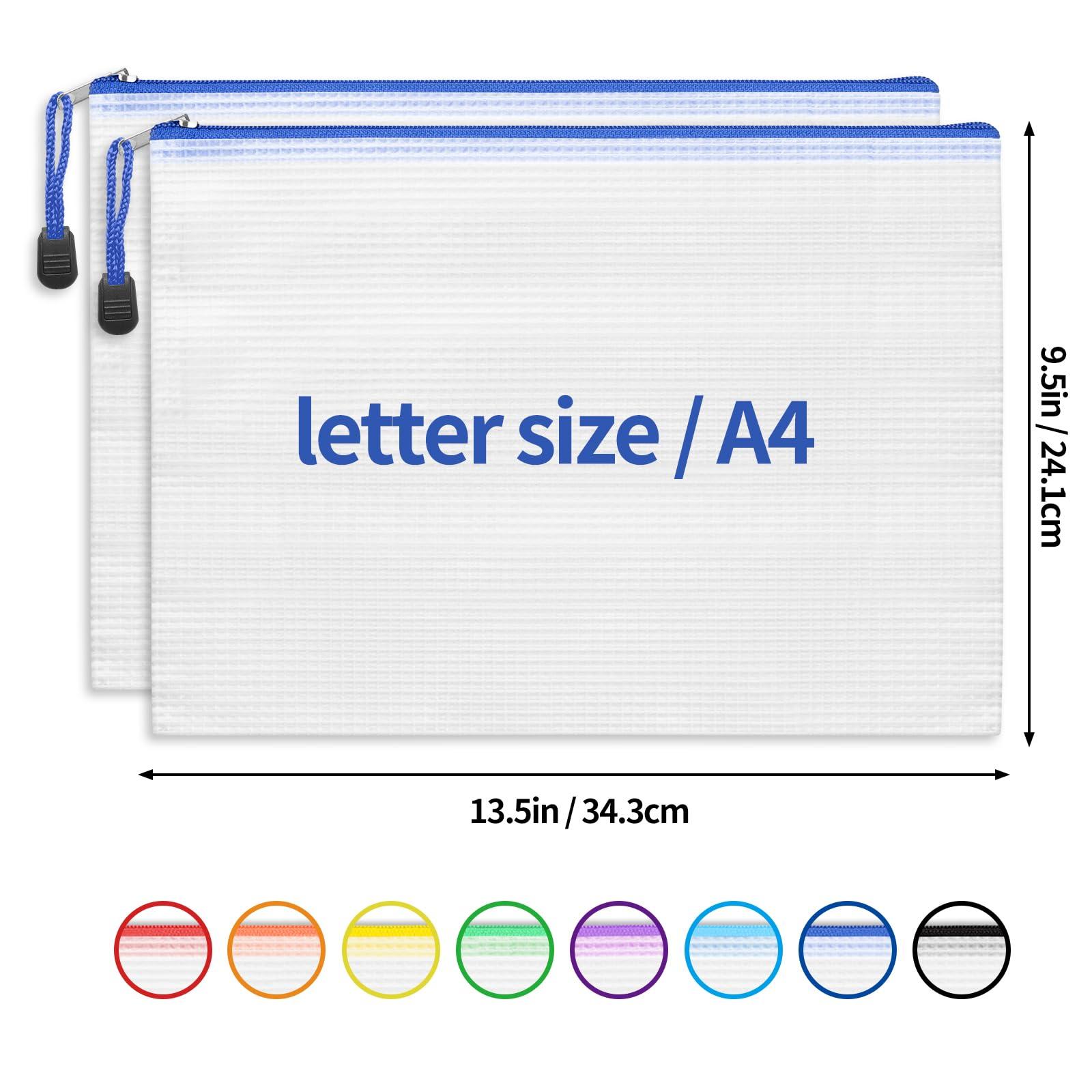 EOOUT 24pcs Mesh Zipper Pouch Bags, A4 Zipper Bags for Organizing Storage, Waterproof Zipper Pouches, Letter Size, File Bags for School, Toys, Puzzle, Board Games and Office Supplies - Image 3