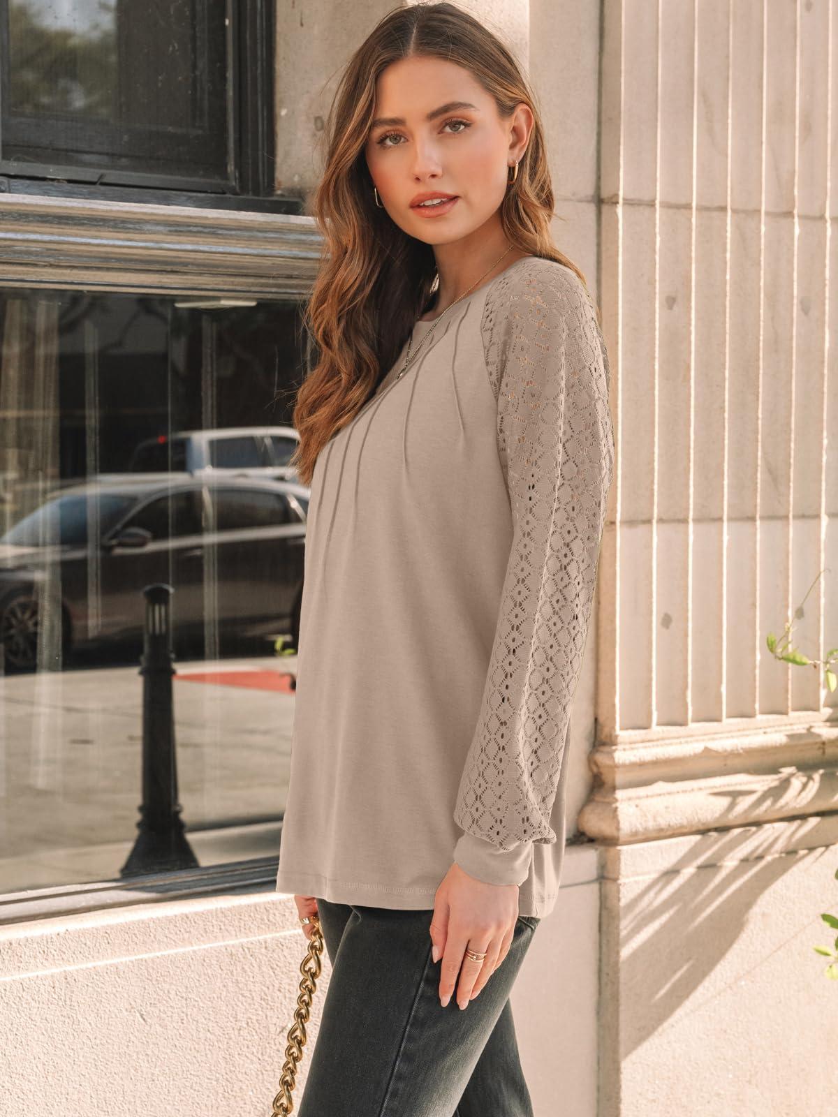 AUTOMET Womens Long Sleeve Shirts Lace Tops Business Casual Fall Fashion Outfits Clothes Knitted Y2k Blouses - Image 3