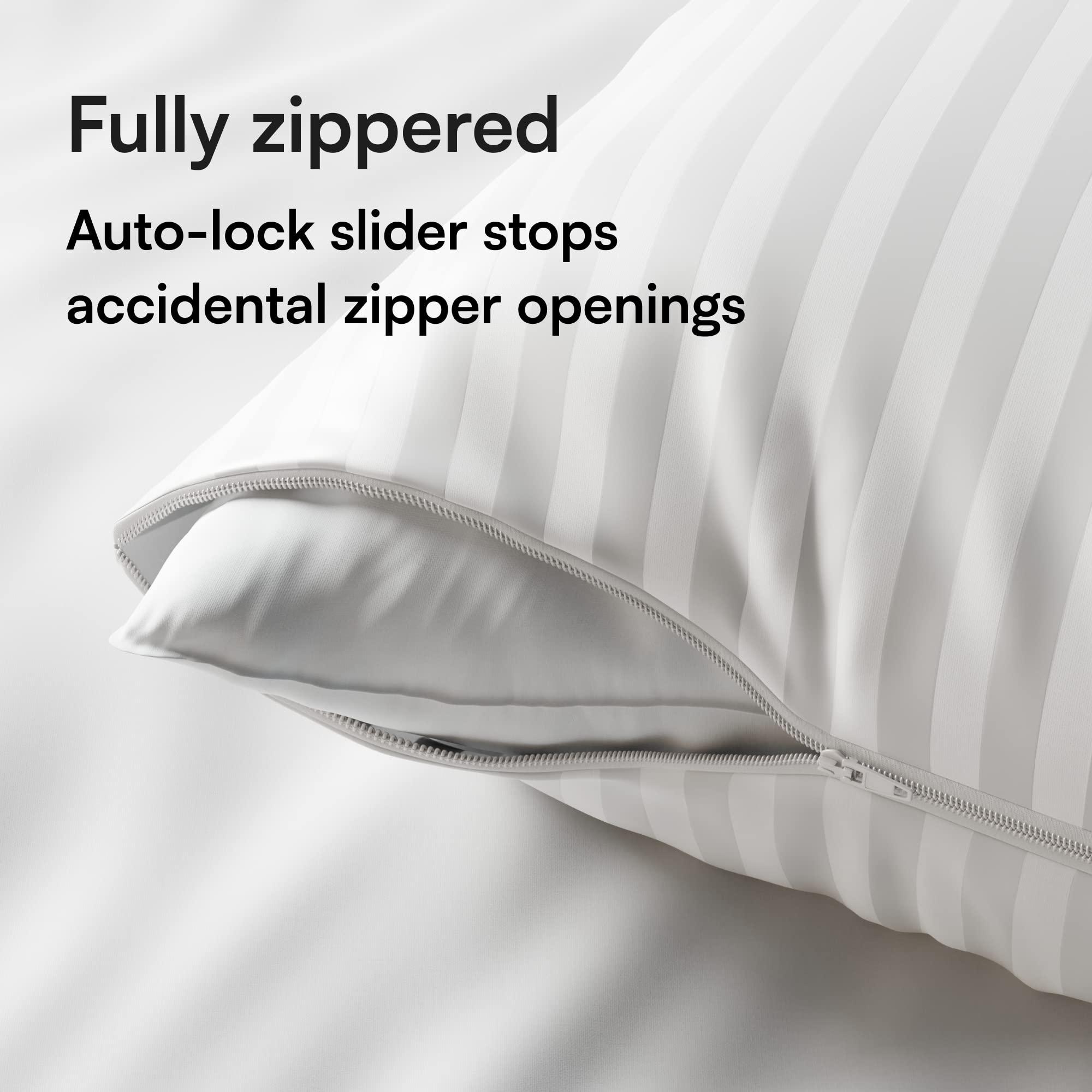 Ultra Soft Pillow Protectors with Zipper Standard Size - Set of 4 Breathable Pillow Covers - 100% Protection Against Stains, Dust & Dirt - Machine Washable (Dark White) - Image 4