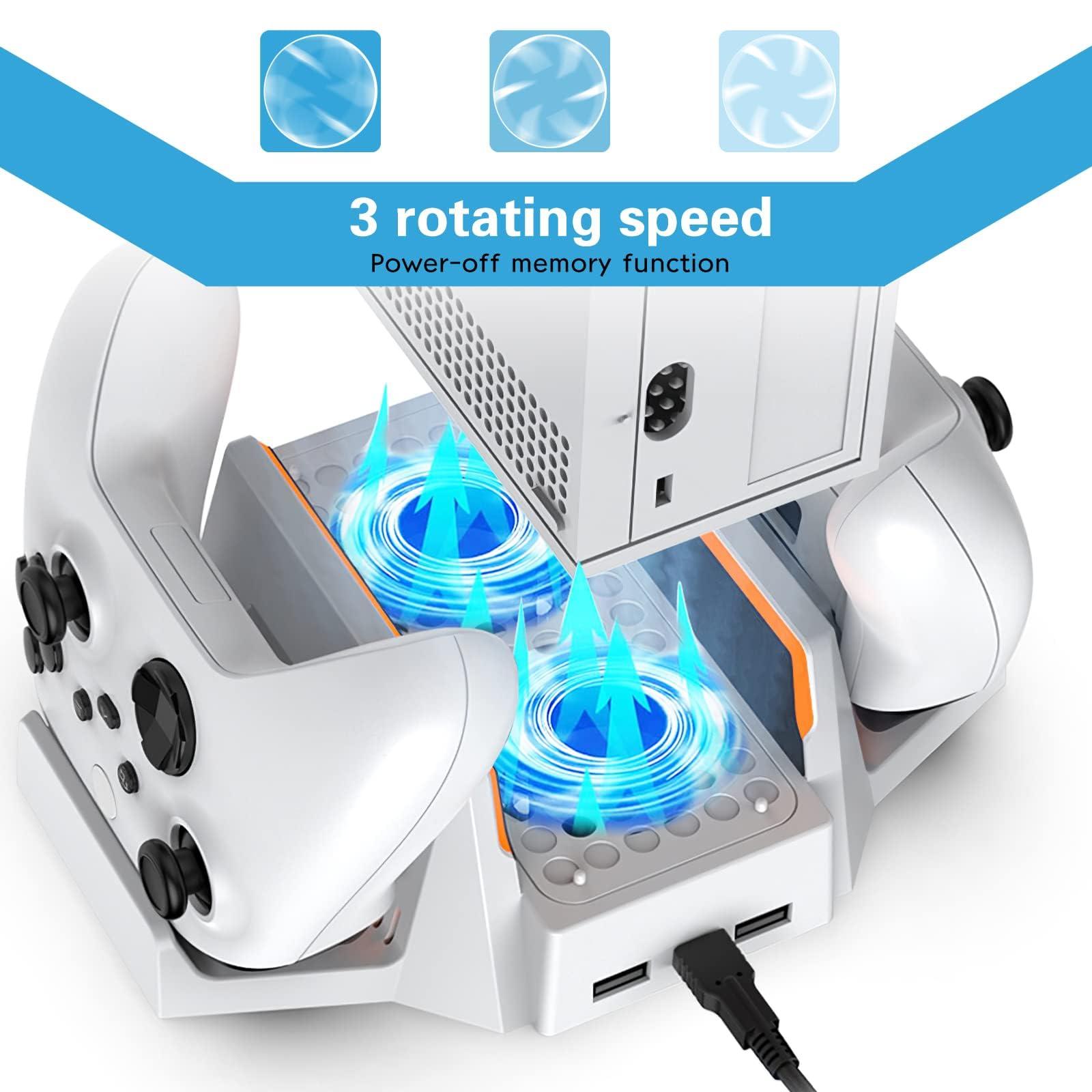 Cooling Stand for Xbox Series S with Dual Cooling Fan 3 Level Adjustable Speed, Dual Controller Charger with LED Indicator USB Port - 2 x 800mAh Rechargeable - Image 6