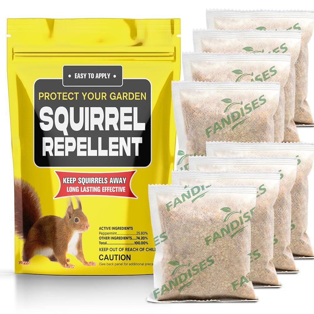 NCOPDFF Squirrel Repellent Outdoor Pouches, Natural Squirrel Deterrent Outdoor, Ground Squirrel Repellent for Attic, Chipmunk Deterrent, Long-Lasting Squirrel Away for Plants & Cars-8P