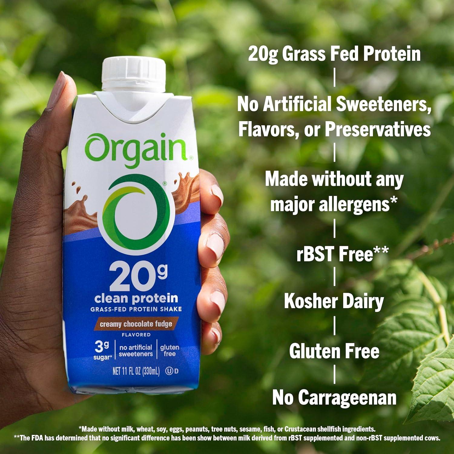 Orgain Clean Protein Shake, Grass Fed Dairy, Creamy Chocolate Fudge - 20g Whey High Protein, Kosher, Ready to Drink, Low Net Carbs, Gluten Free, No Soy Ingredients, 11 Fl Oz (Pack of 12) - Image 4