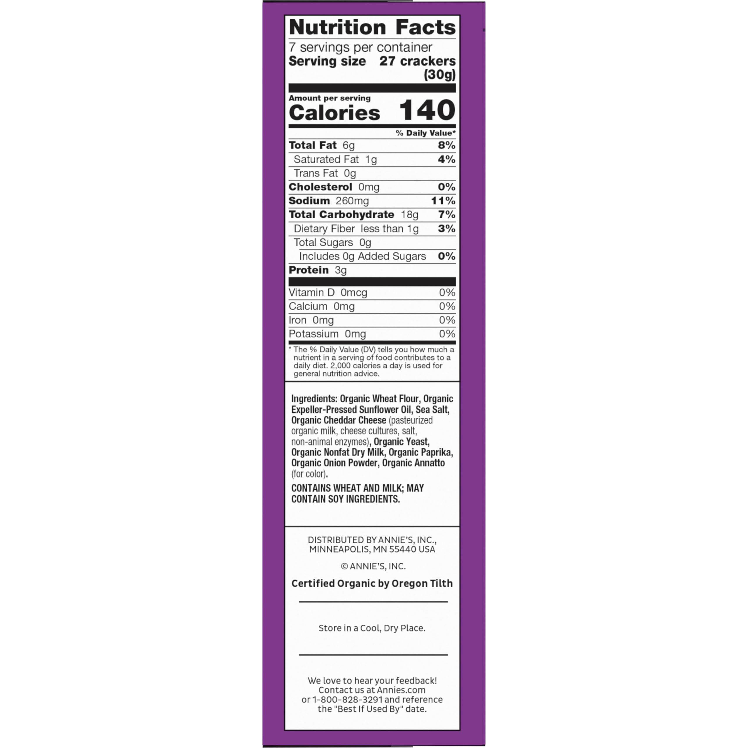 Annie's Organic Cheddar Squares, Baked Cracker Snacks, 7.5 oz - Image 2