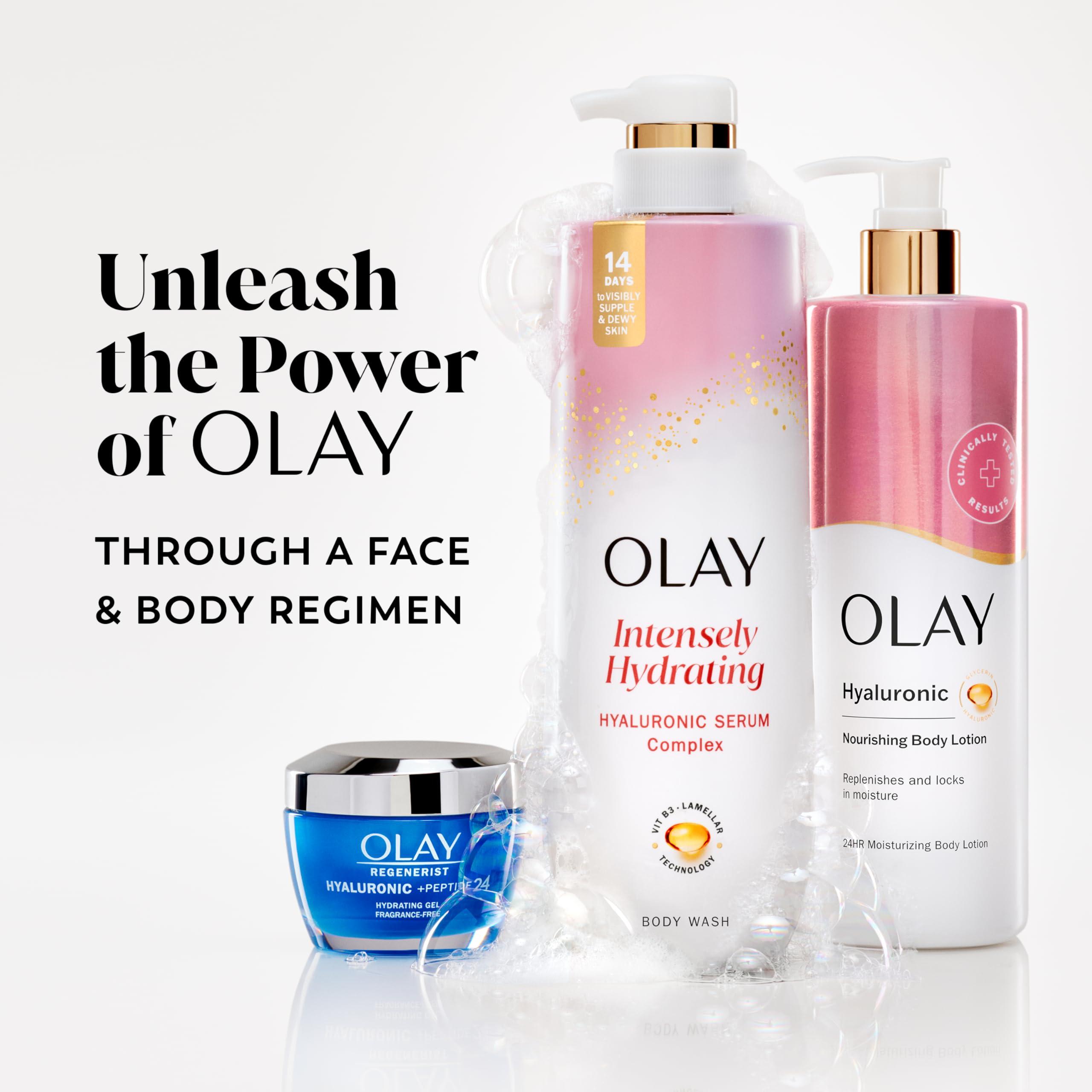 Olay Body Wash for Women, Intensely Hydrating, Hyaluronic Acid Serum Complex, Renews Moisture, Free of Parabens & Phthalates, Vitamin B3 Lameller Technology, For All Skin Types, 20 fl oz (Pack of 4) - Image 8