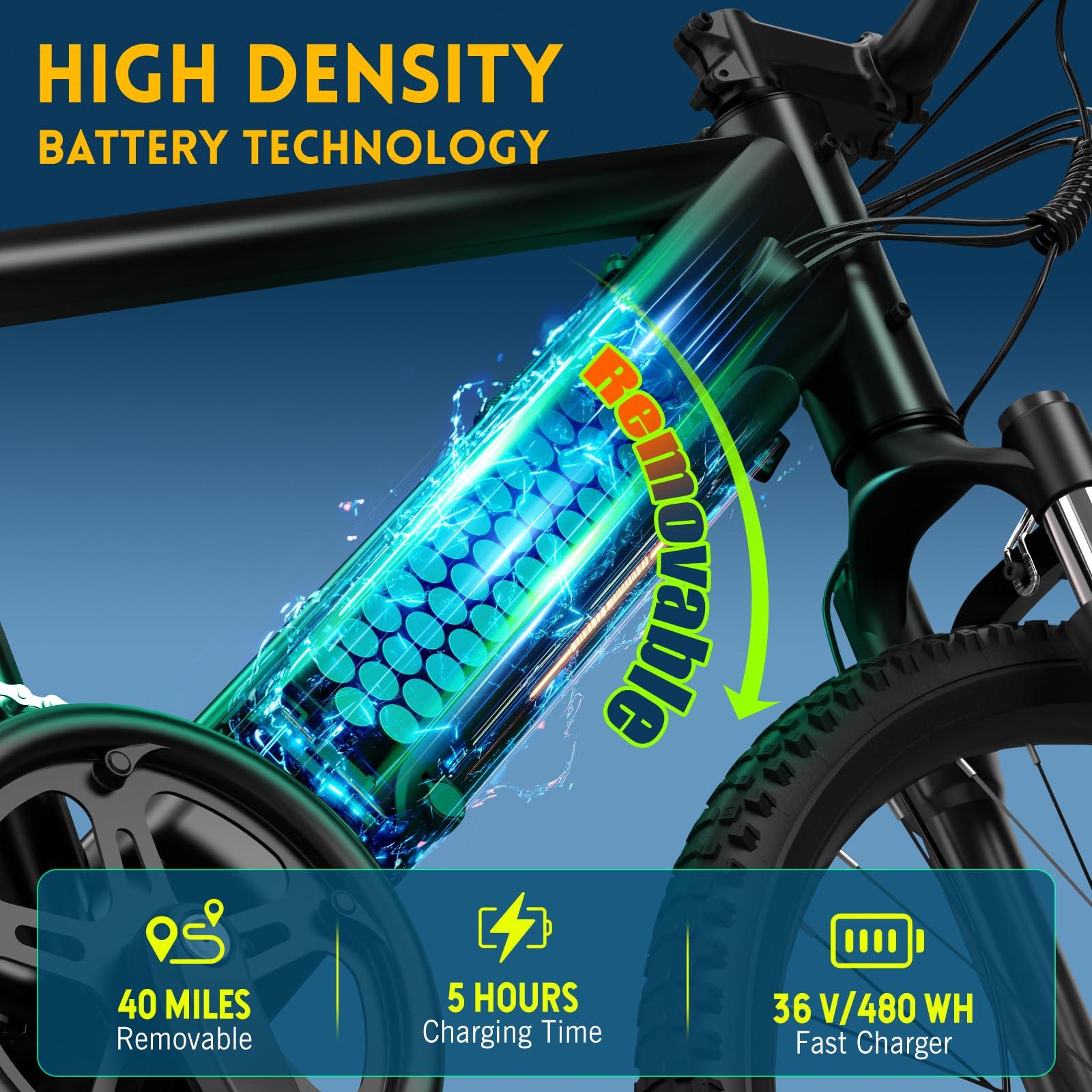 TST Electric Bike for Adults, with 750 W(Peak) Motor, Speed Can Reach 25 mph, 36V/300WH Battery, Max Travel 40 Miles, Equipped with 26 * 1.95" Tyres, and 7-Speed Ebike - Image 3