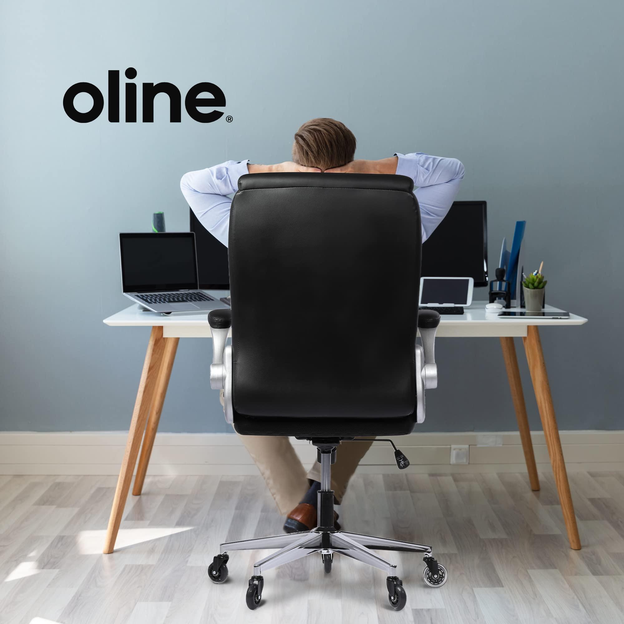 Oline ErgoAce Ergonomic Executive Office Chair, Rolling Home Desk PU Leather Gaming Computer Chair with Adjustable Armrests, Lumbar Support, Blade Wheels (Black) - Image 6