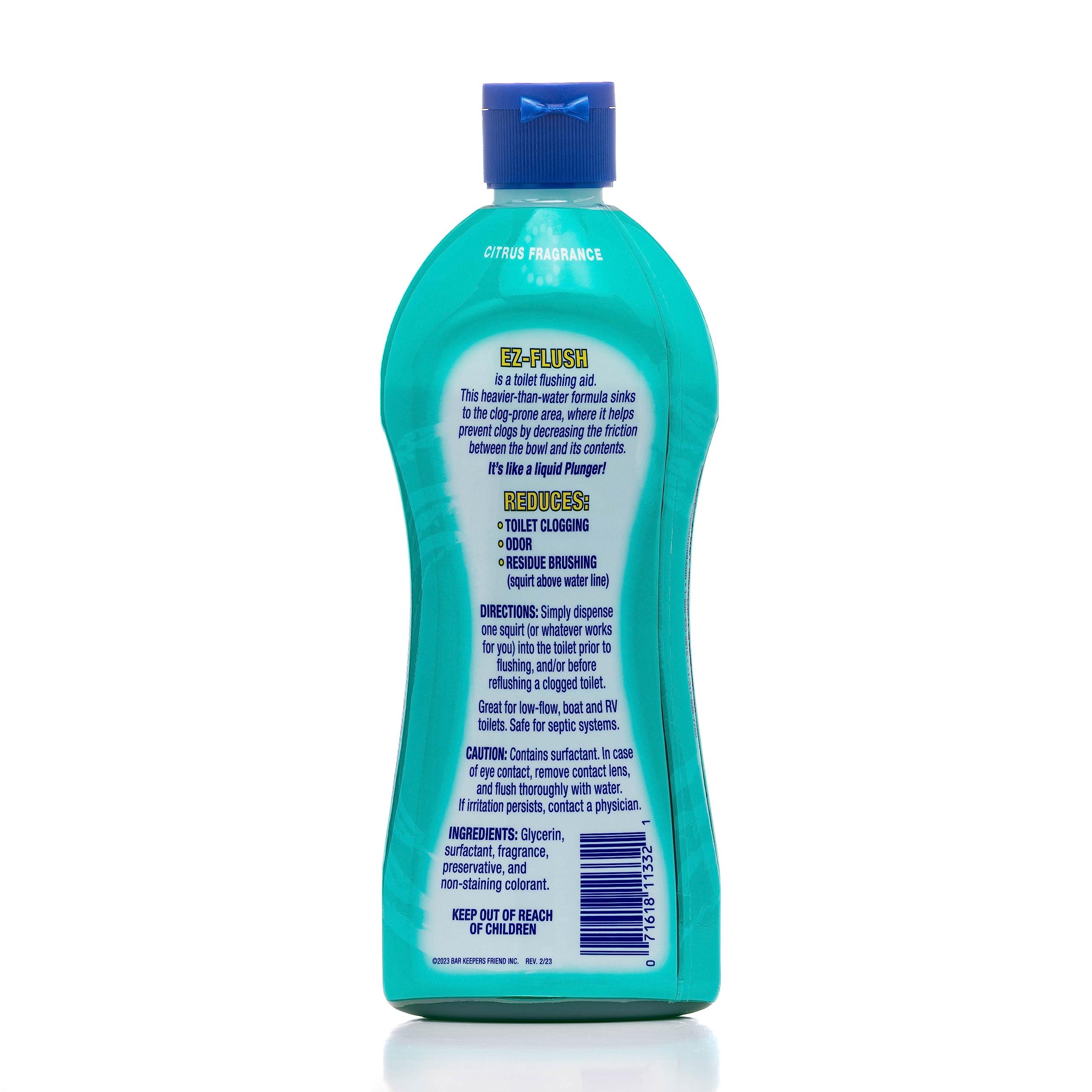 Bar Keepers Friend EZ-Flush Toilet Flushing Aid (2 x 12 oz) Liquid Plumber to Help Prevent Clogged Toilets - Reduces Clogging, Odor & Residue, Ideal for Low-Flow, Boat & RV Toilets, Citrus Fragrance - Image 9