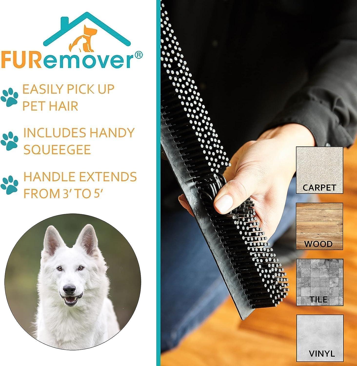 FURemover Original Pet Hair Rubber Broom with Squeegee, with 58" Telescopic Handle for Carpet, Tile and Hardwood - Image 4