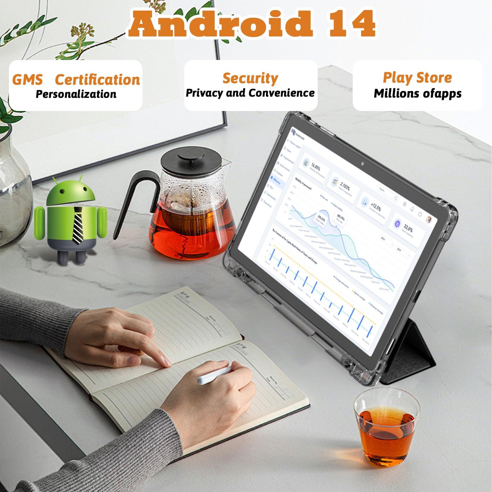 PEICHENG Tablet 11" Android 14.0 with Grey Case, RAM 16GB (4GB+12GB Expansion)+128GB ROM, 5G Wi-Fi, 8000 mAh, 5MP front/13MP Back Camera, Octa Core T606 1.6GHZ (Tablet+case) - Image 2