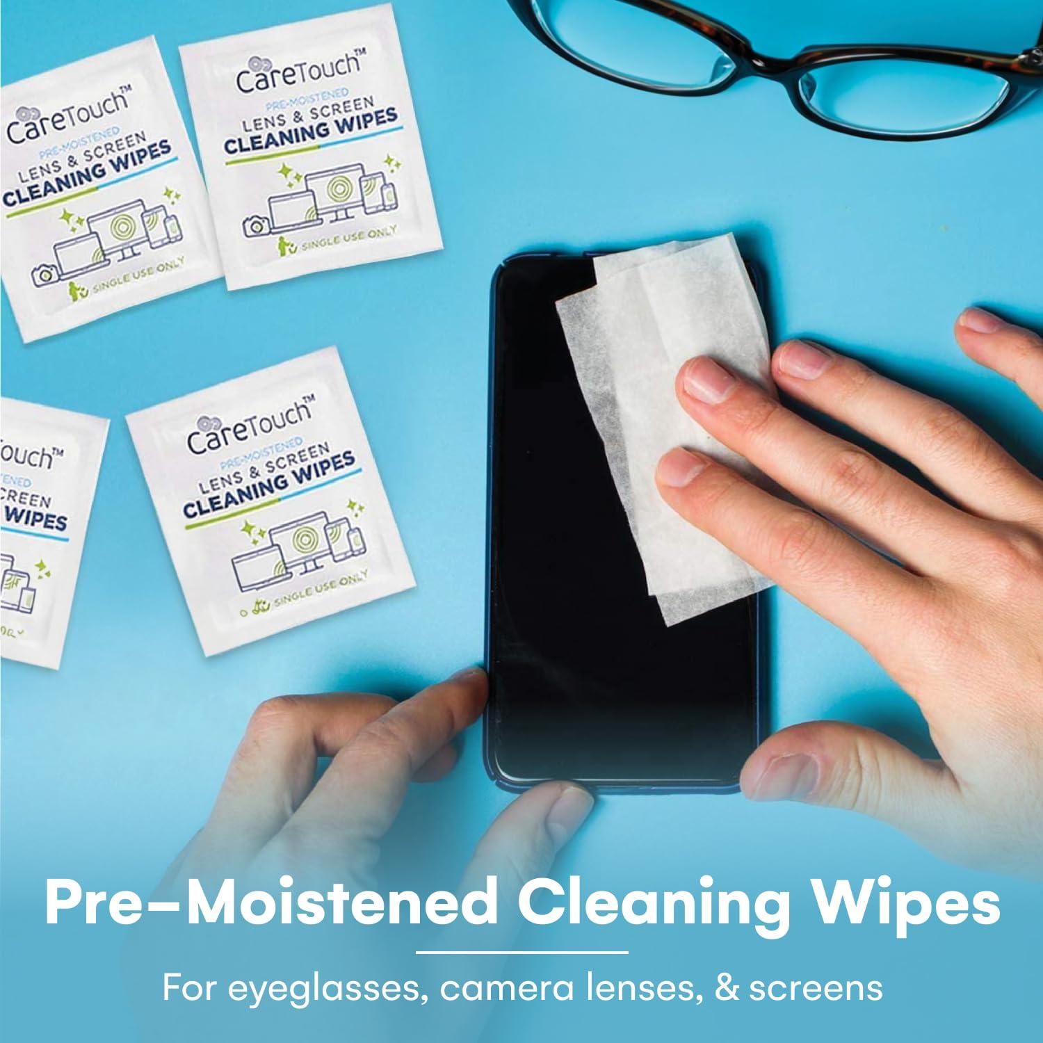 Care Touch Lens Wipes for Eyeglasses - 400 Count Individually Wrapped Pre-Moistened Wipes, 4.5x11-Inch - Sunglasses, Screens, and Glasses Cleaner - Gentle and Portable for Cleaning of Devices - Image 2