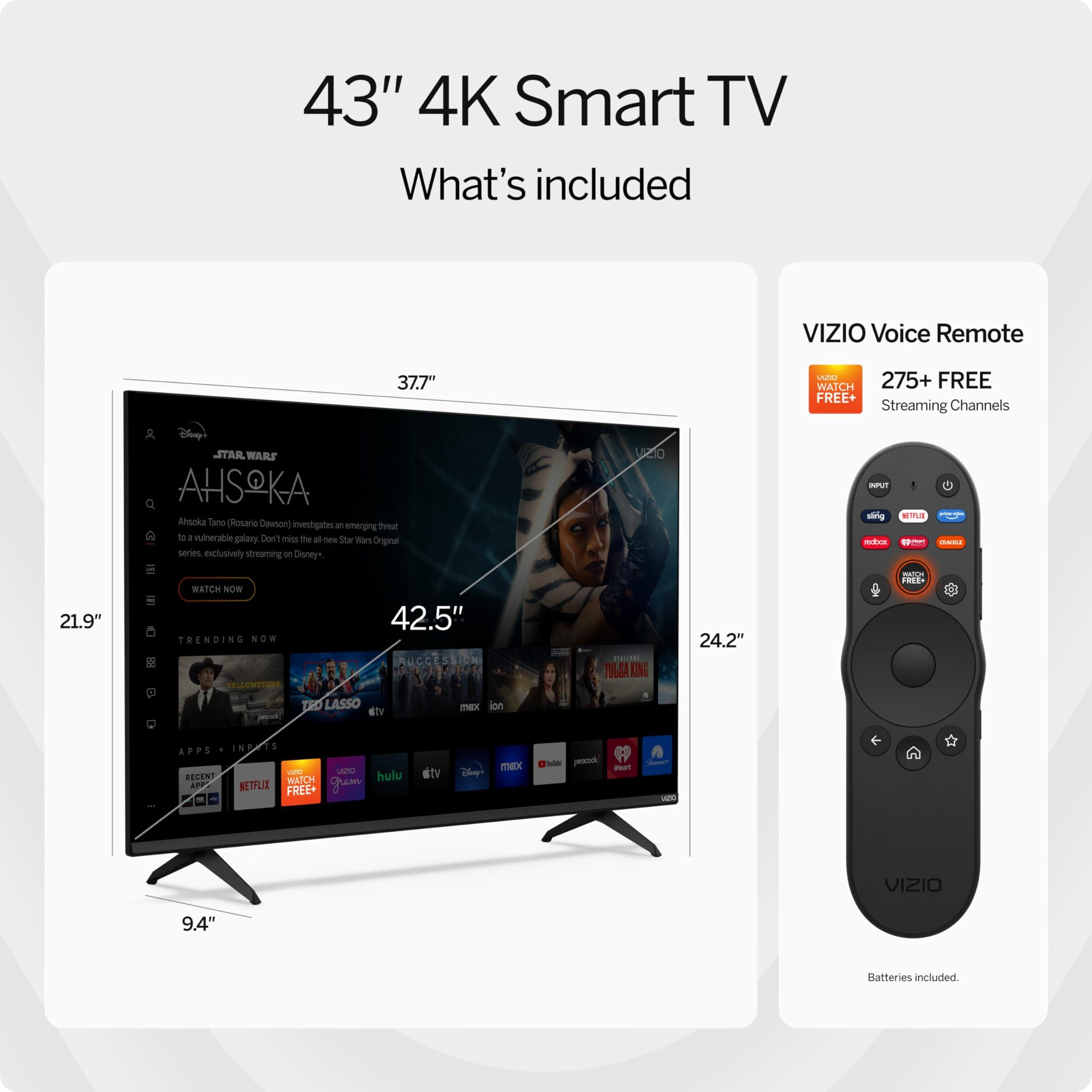 VIZIO 43-inch 4K UHD LED Smart TV w/Dolby Vision HDR, DTS Virtual: X, Alexa Compatibility, Chromecast Built-in, Bluetooth Headphone Capable (V4K43M-08) (Renewed) - Image 3
