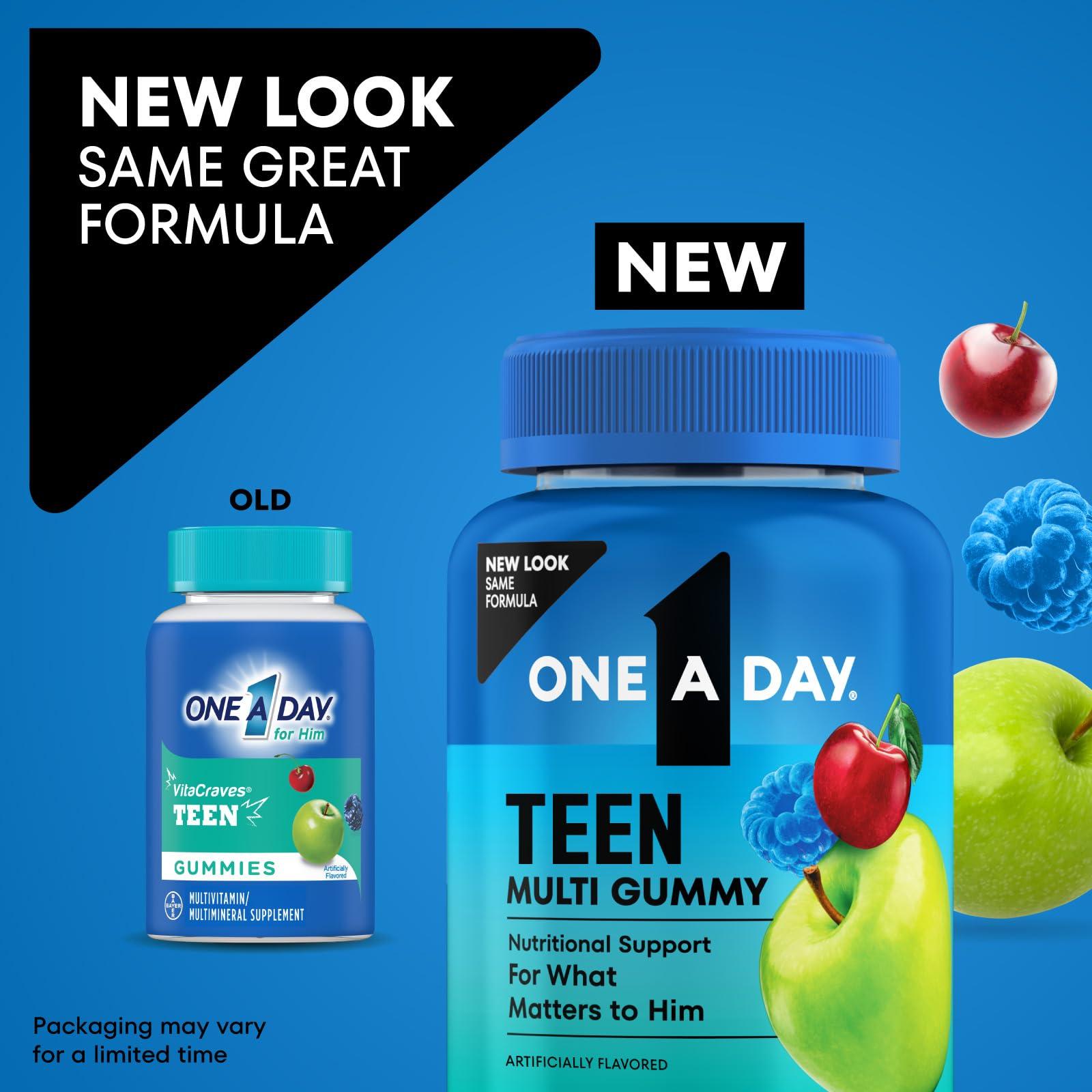 One A Day Teen for Him Multivitamin Gummies, Gummy Multivitamins with Vitamin A, C, D, E and Zinc for Immune Health Support, Physical Energy & more, 60 Count - Image 2