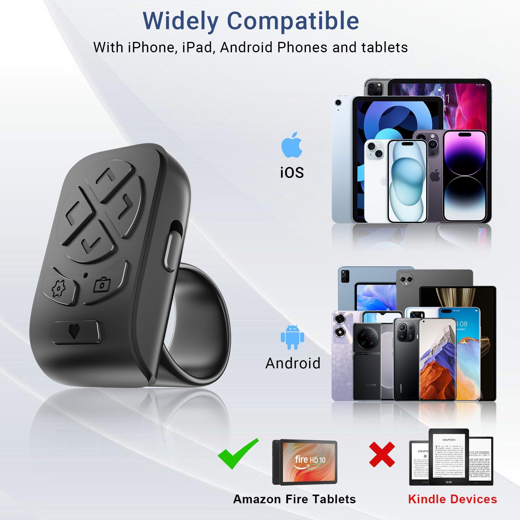 Scrolling Ring Remote for TikTok YouTube Instagram Shorts Video, Scroller Page Turner Clicker for Kindle APP Compatible with iPhone iPad Android Phone, Remote Shutter Control for Phone Camera - Image 3
