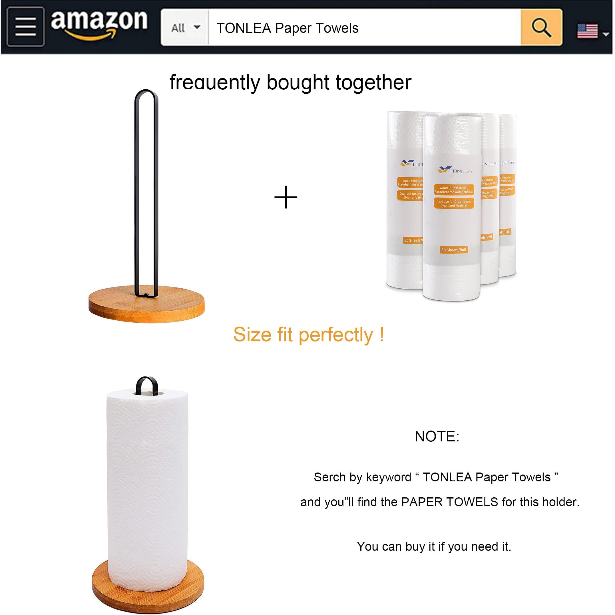 TONLEA Wooden Paper Towel Holder Countertop, Kitchen-Towel-Holder FreeStanding with Non-Slip Base for Bathroom - Image 4