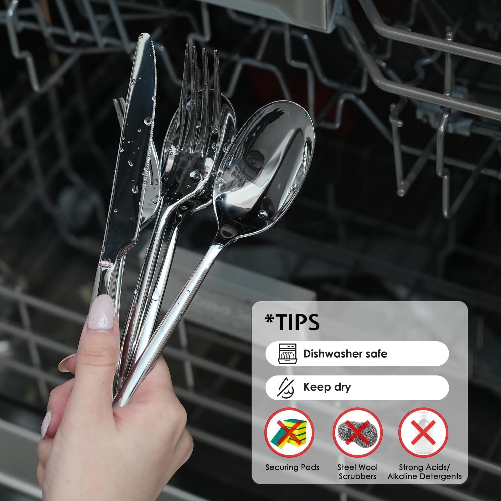 KINGSTONE Silverware Set, 40-Piece Forged Flatware Set Cutlery Set Premium Stainless Steel, Service for 8, for Kitchen, Home, Wedding, Party, Mirror Polished and Dishwasher Safe - Image 9