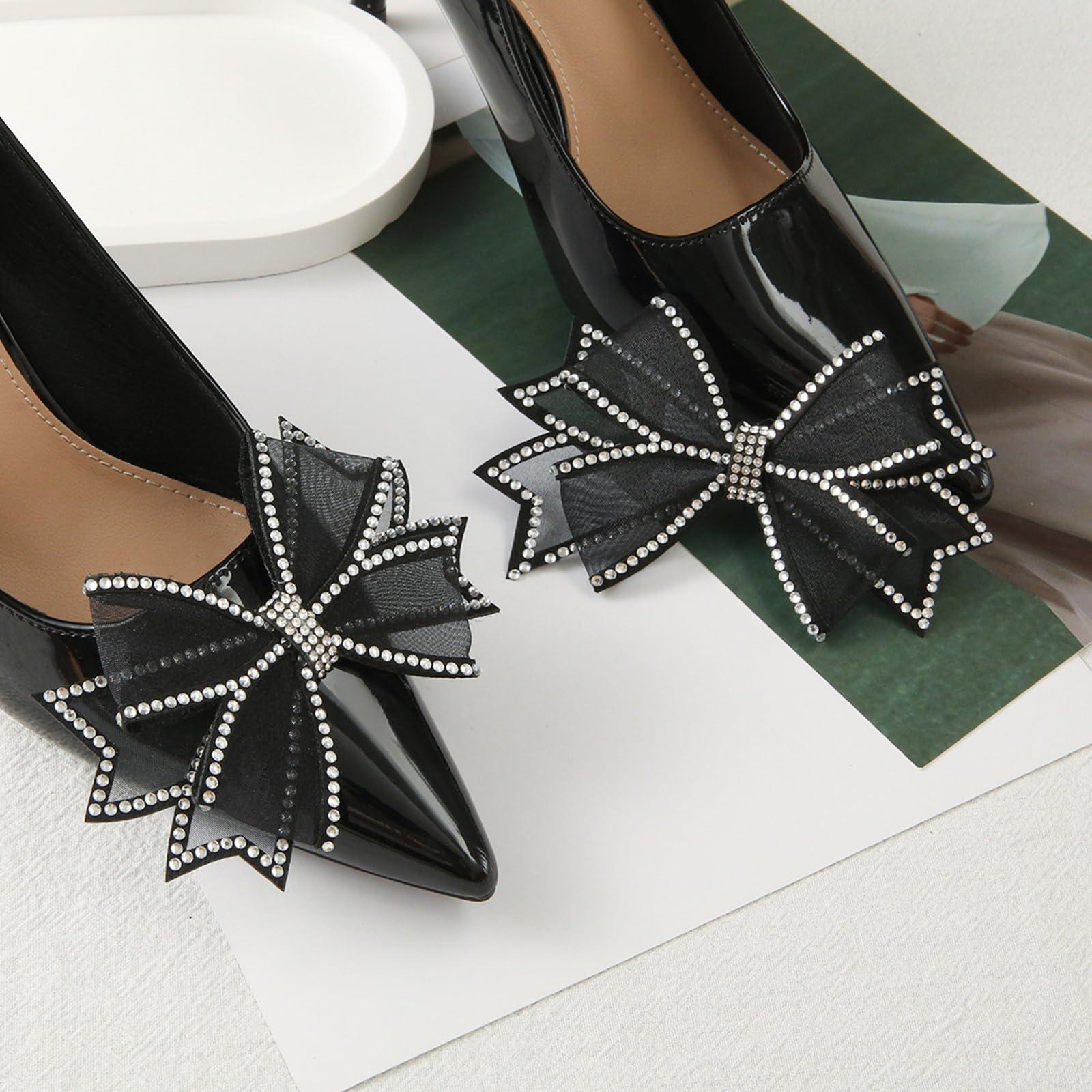 RUNAU Removable Rhinestone Bow Shoe Clips - Elegant Wedding Party Buckle for Dress Shoes, Bags, Clothing, Hair, High Heels - Accessories for Women Girls - Image 3